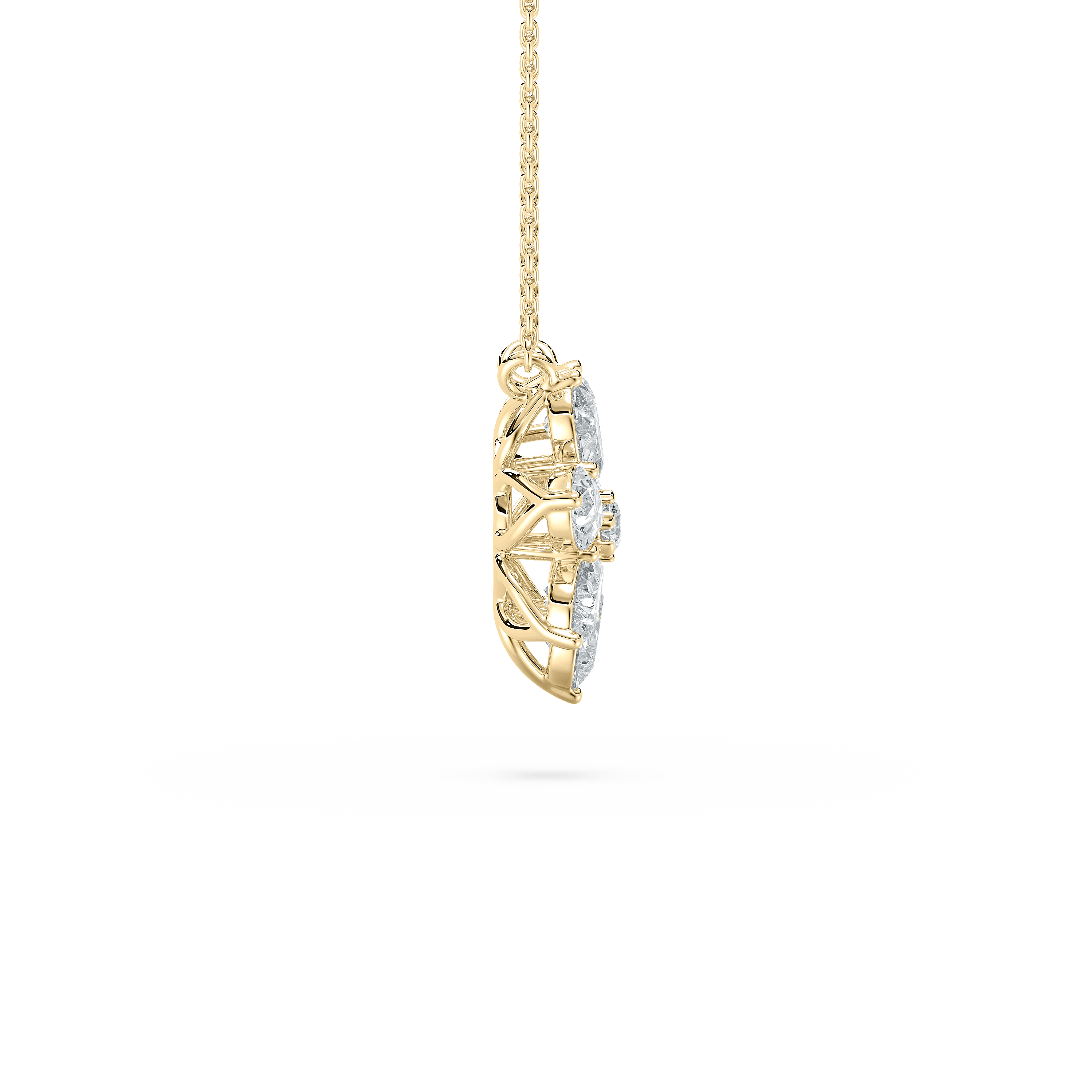 1.80 Carat Pear And Round Diamond Striking Elegance Cluster Pendant 