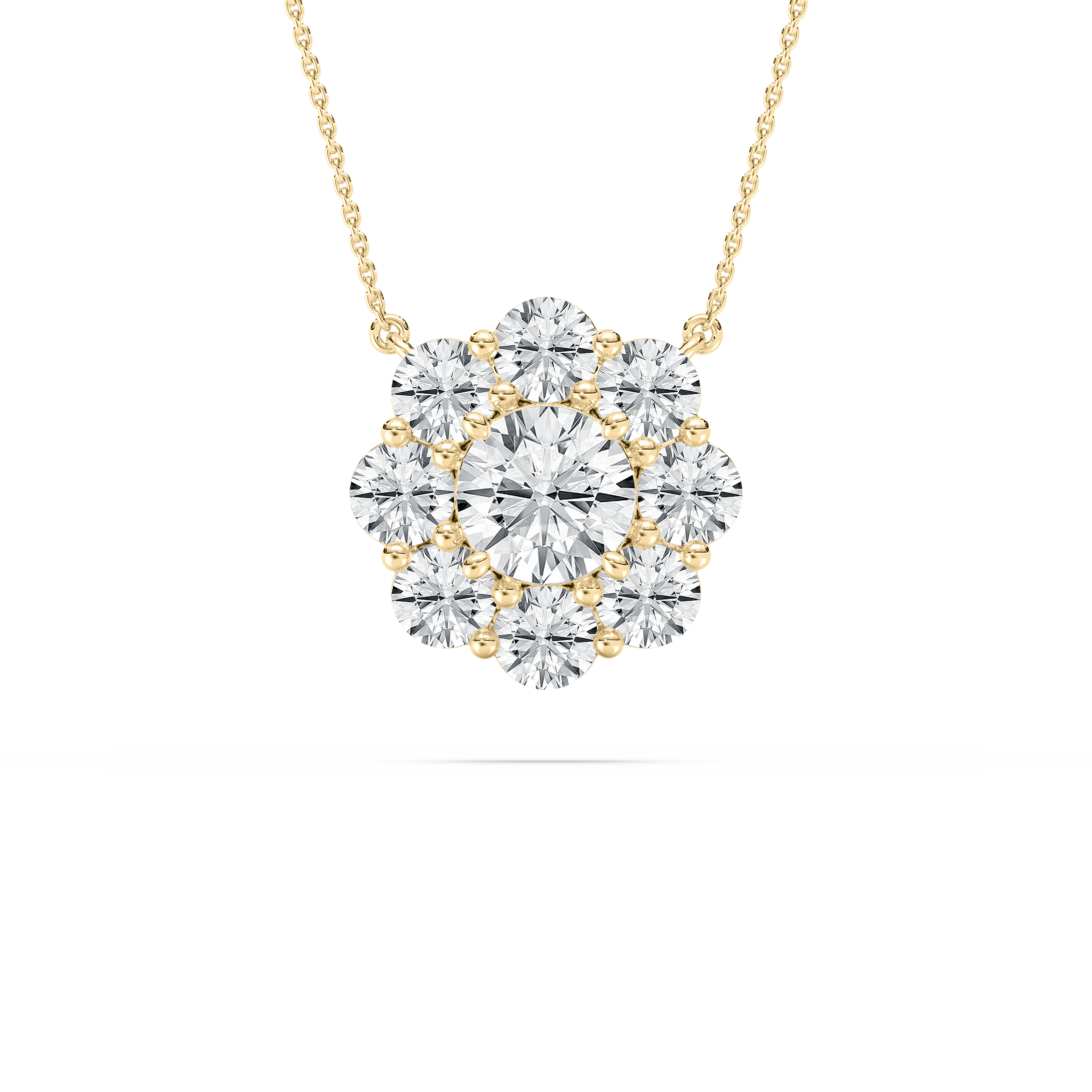 2 Carat Round Shape Diamond Minimalistic Floral Cluster Pendant 
