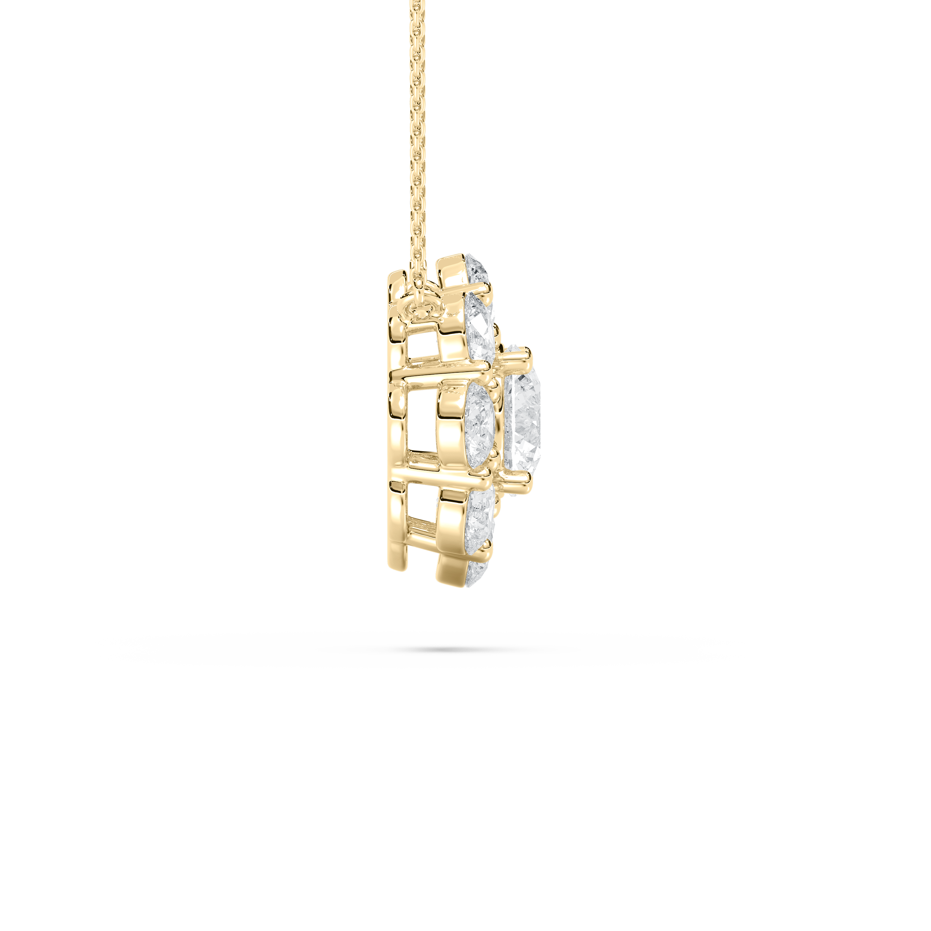 2 Carat Round Shape Diamond Minimalistic Floral Cluster Pendant 