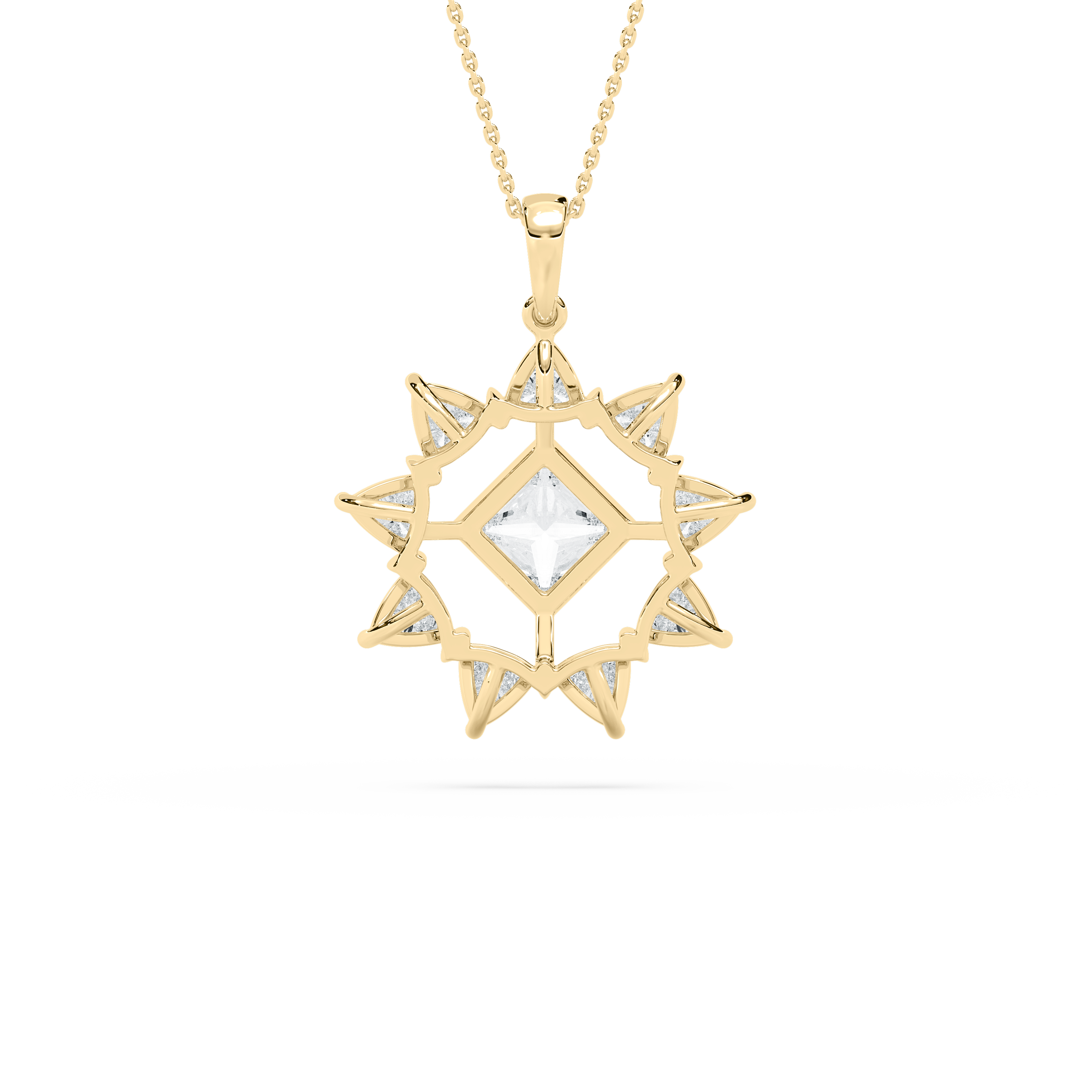Princess And Trillion Shape Diamond Cluster Pendant
