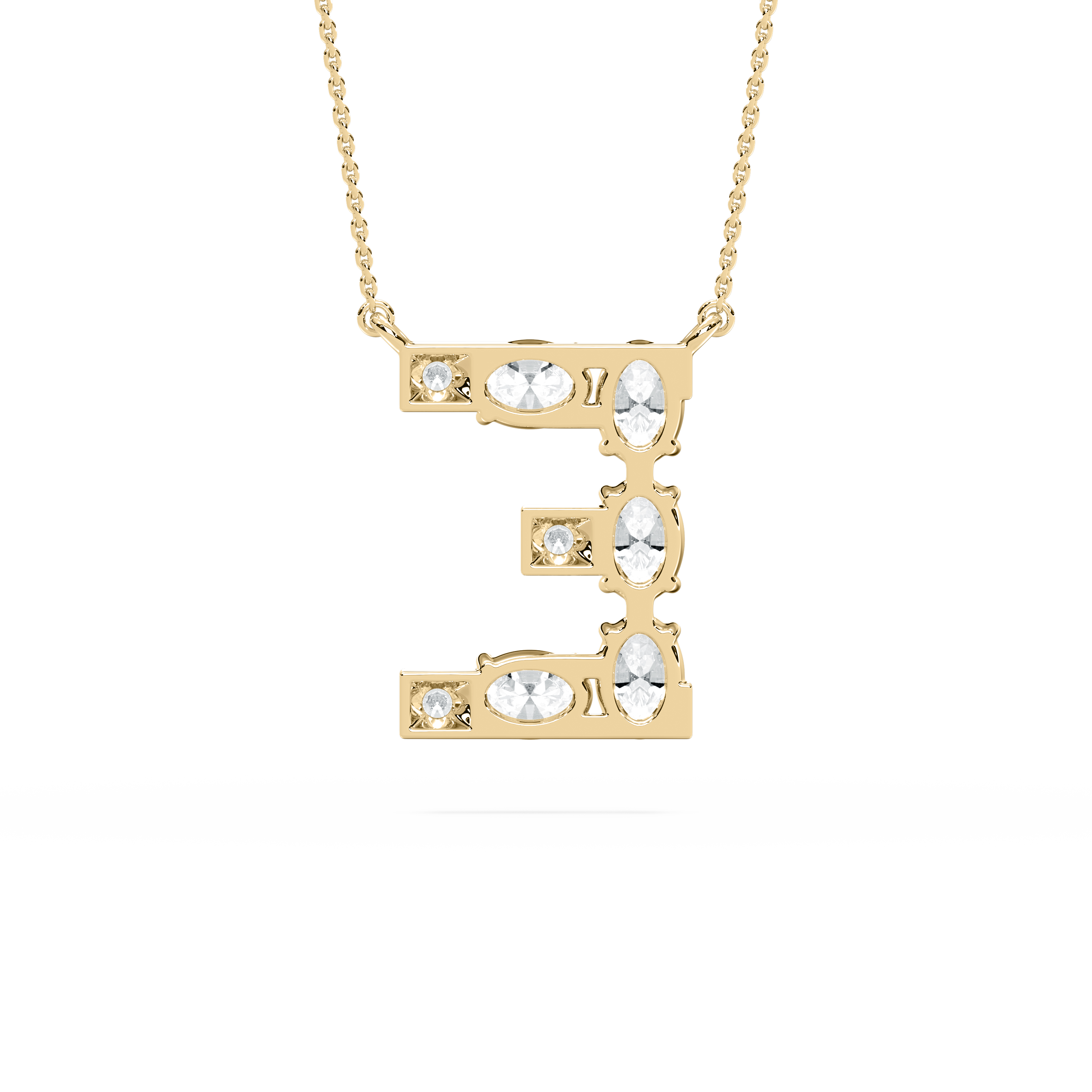 E Initial Alphabet Oval And Round Shape Diamond Pendant