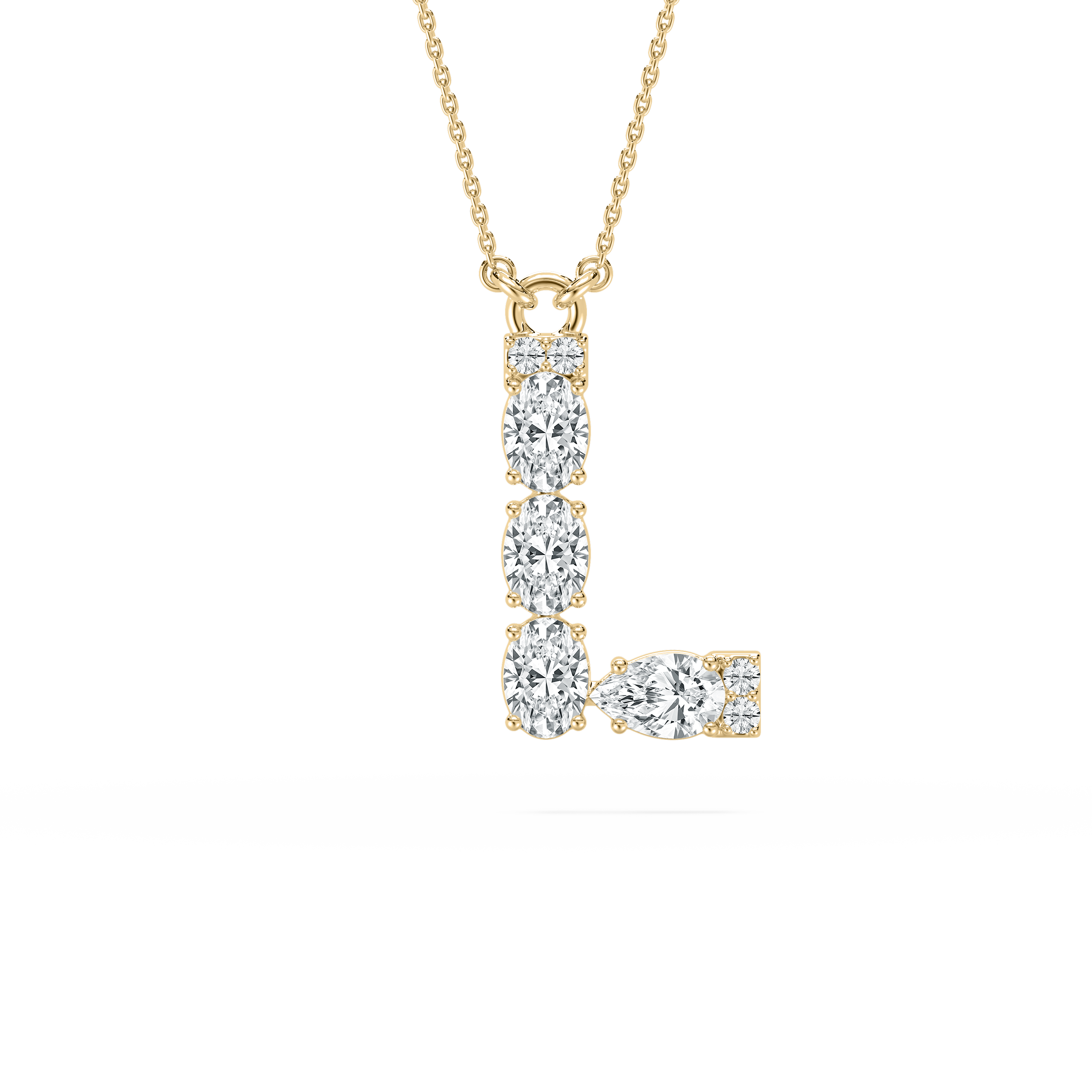 L Initial Alphabet Multi Shape Diamond Pendant