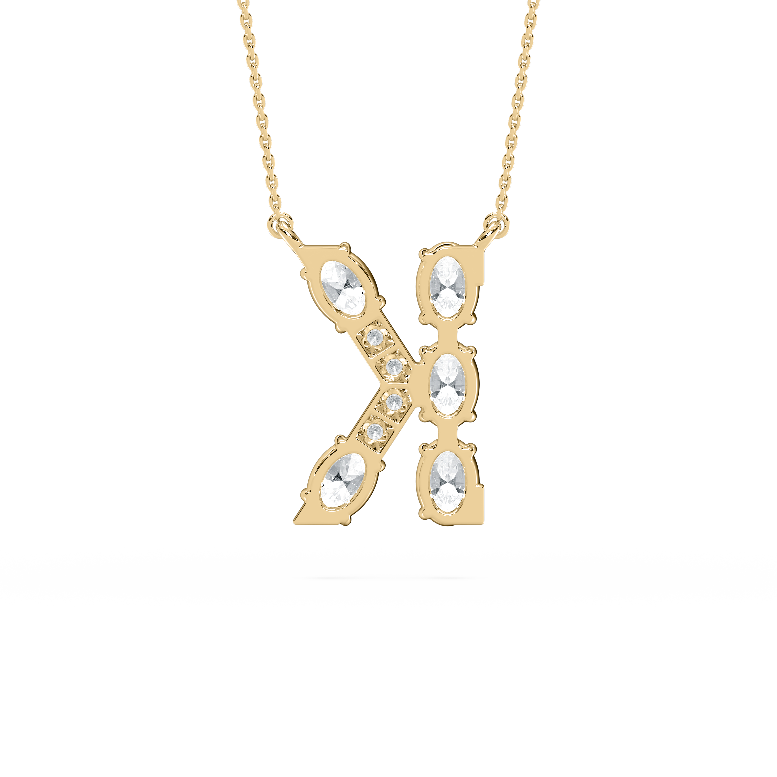 K Initial Alphabet Round And Oval Shape Diamond Pendant