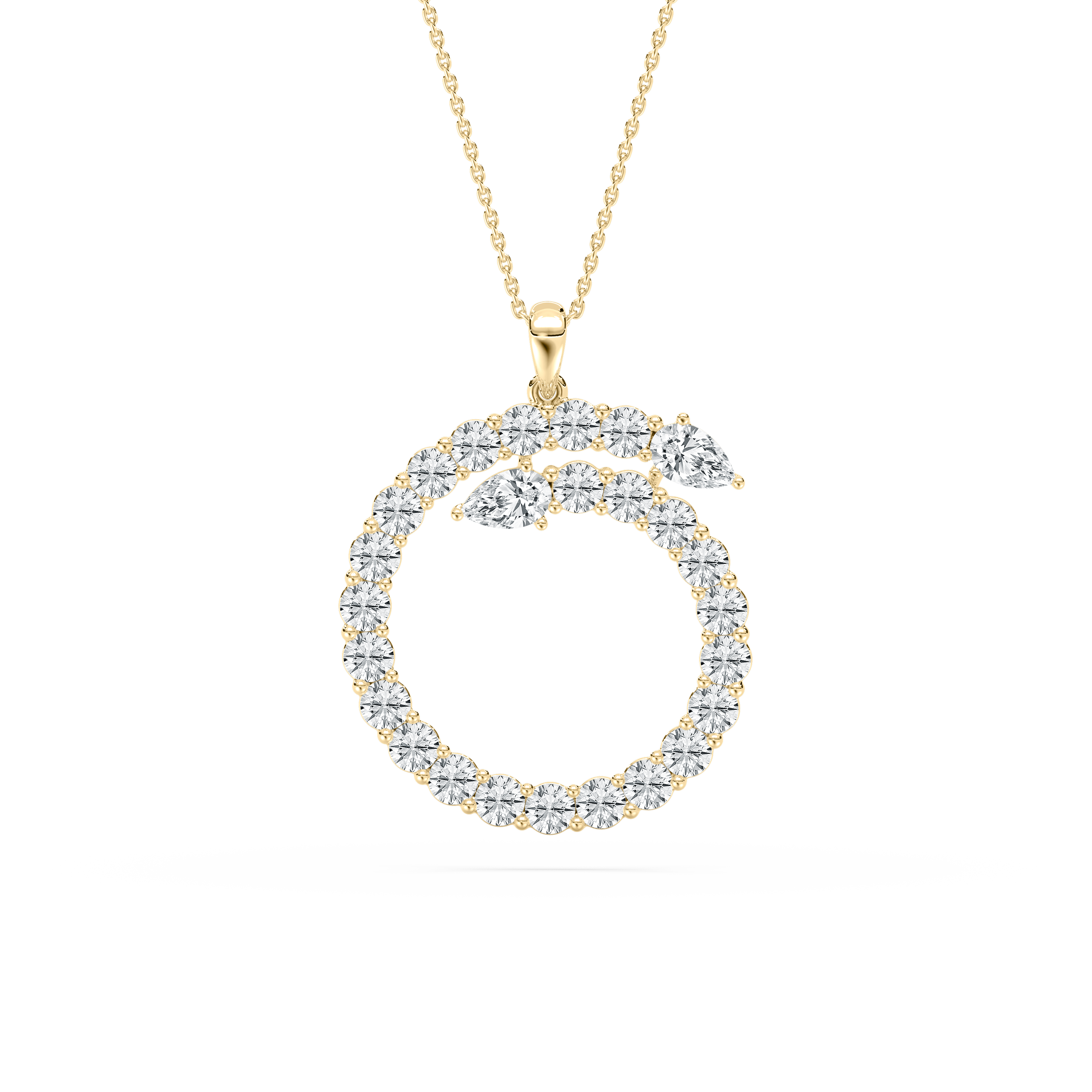 Round And Pear Diamond Open Gap Fashion Pendant