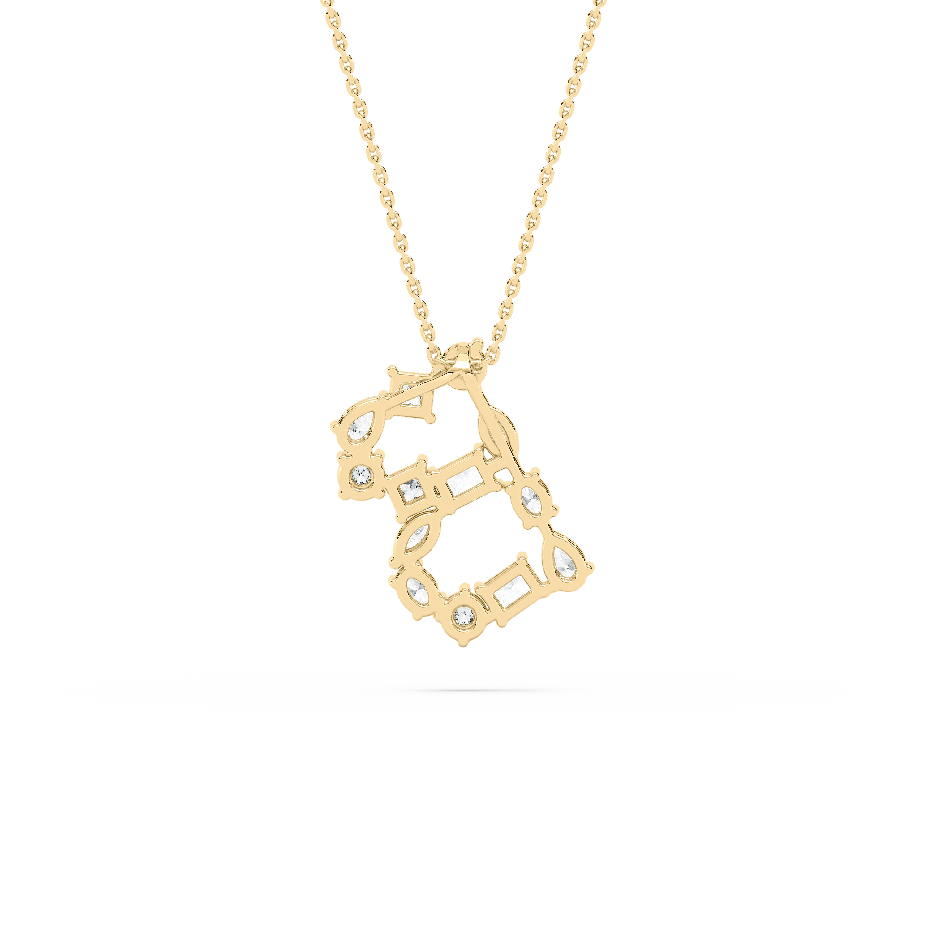 B Initial Alphabet Multi Shape Diamond Glorious Pendant