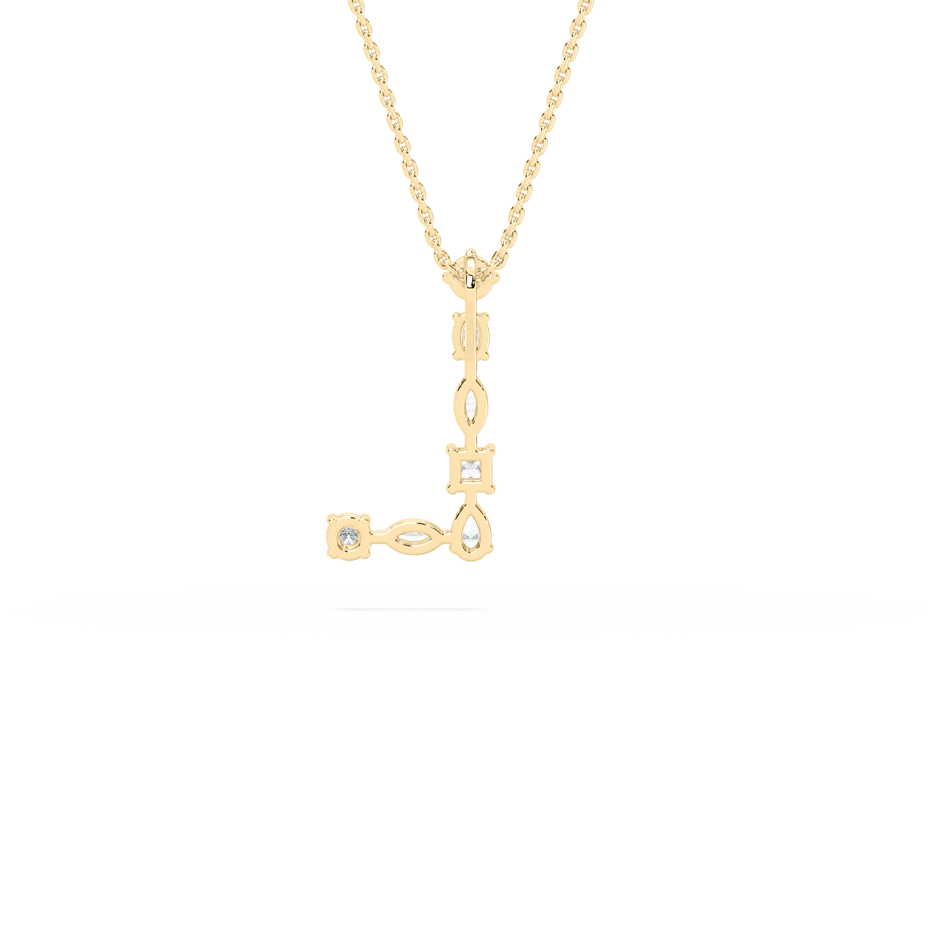 L Initial Alphabet Alazea Multi Shape Diamond Pendant
