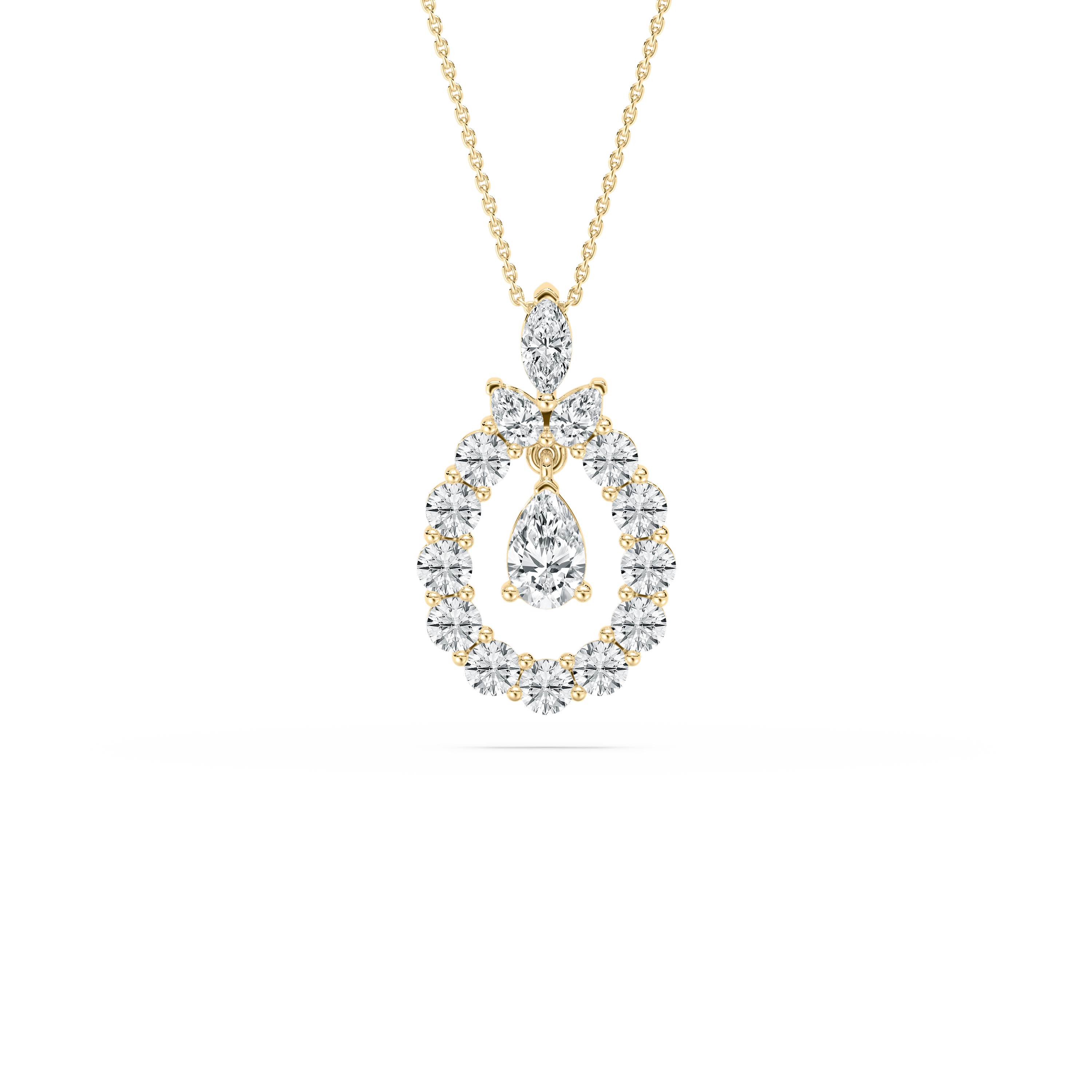 Multi Shape Diamond Flustry Cluster Pendant