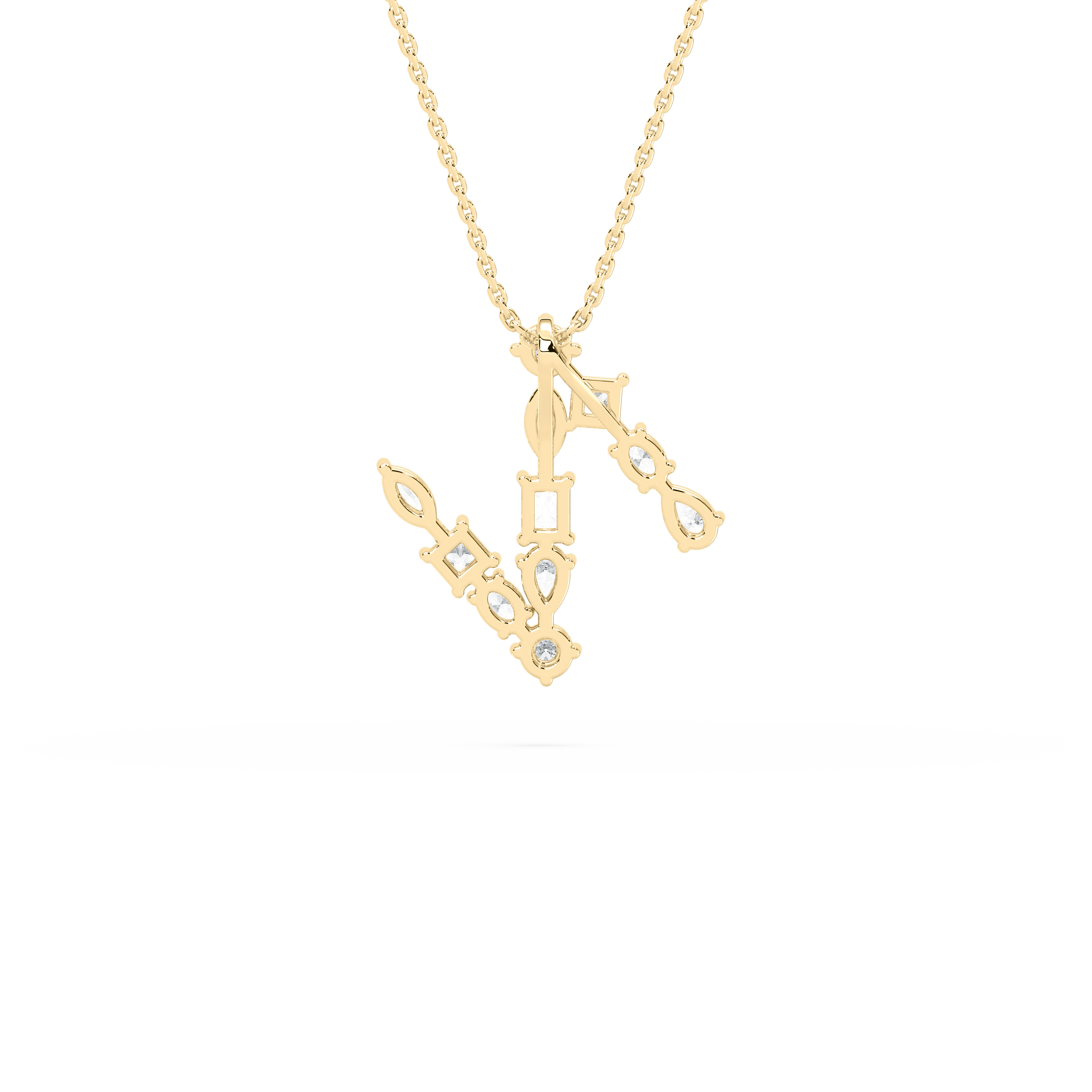 N Initial Alpthabet Classical Multi Shape Diamond Pendant