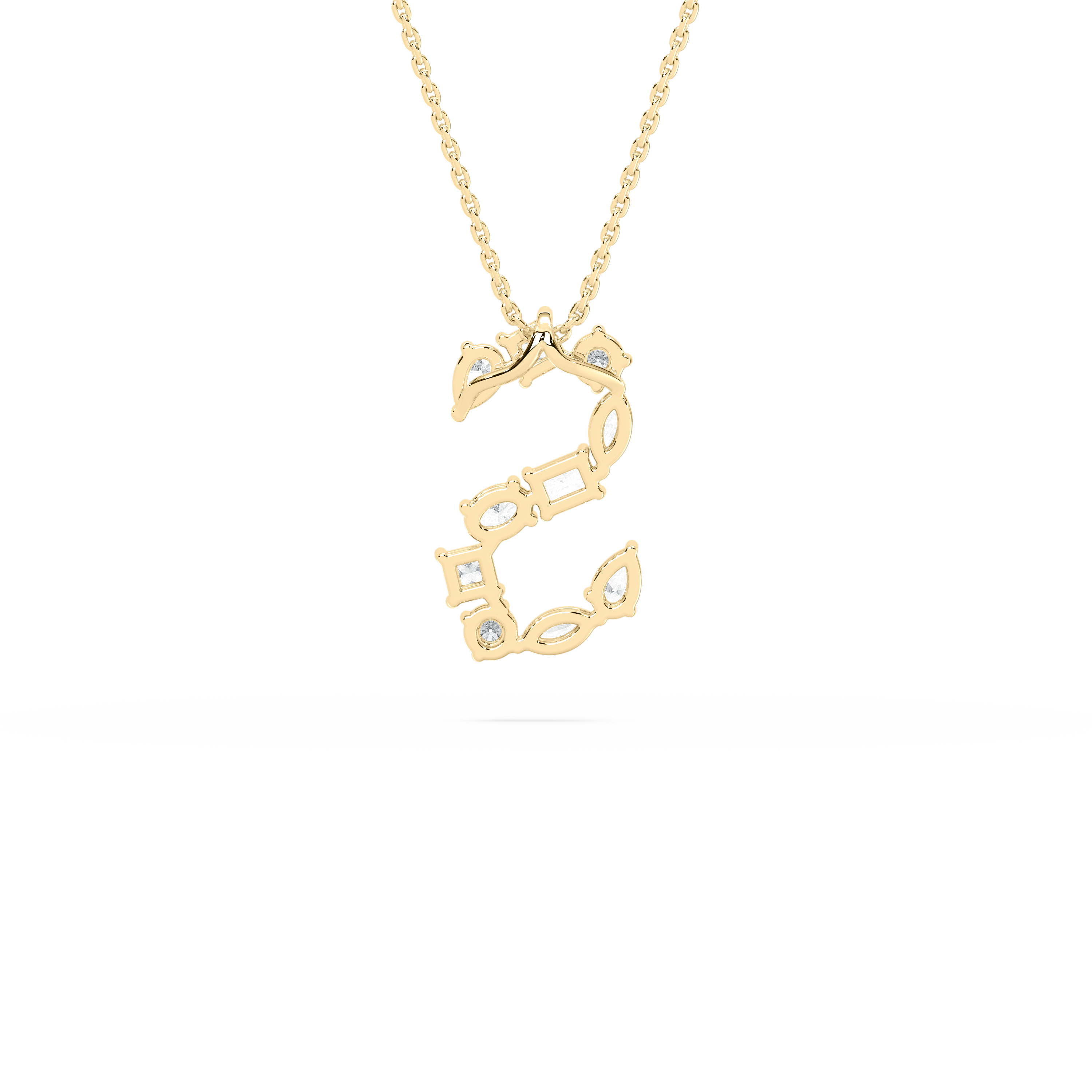 S Initial Alphabet Venerable Multi Shape Diamond Pendant