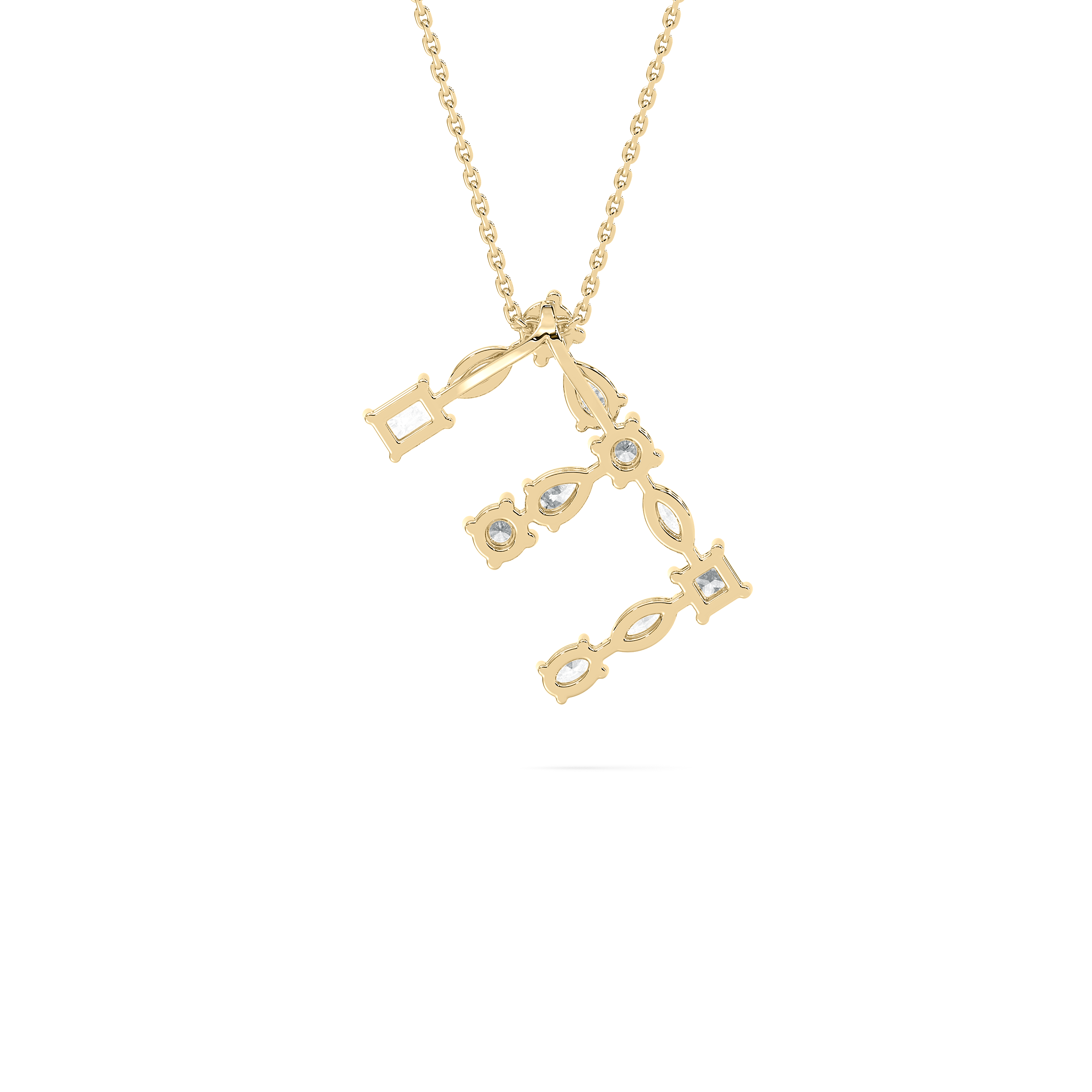 E Initial Alphabet Divine Mary Multi Shape Diamond Pendant