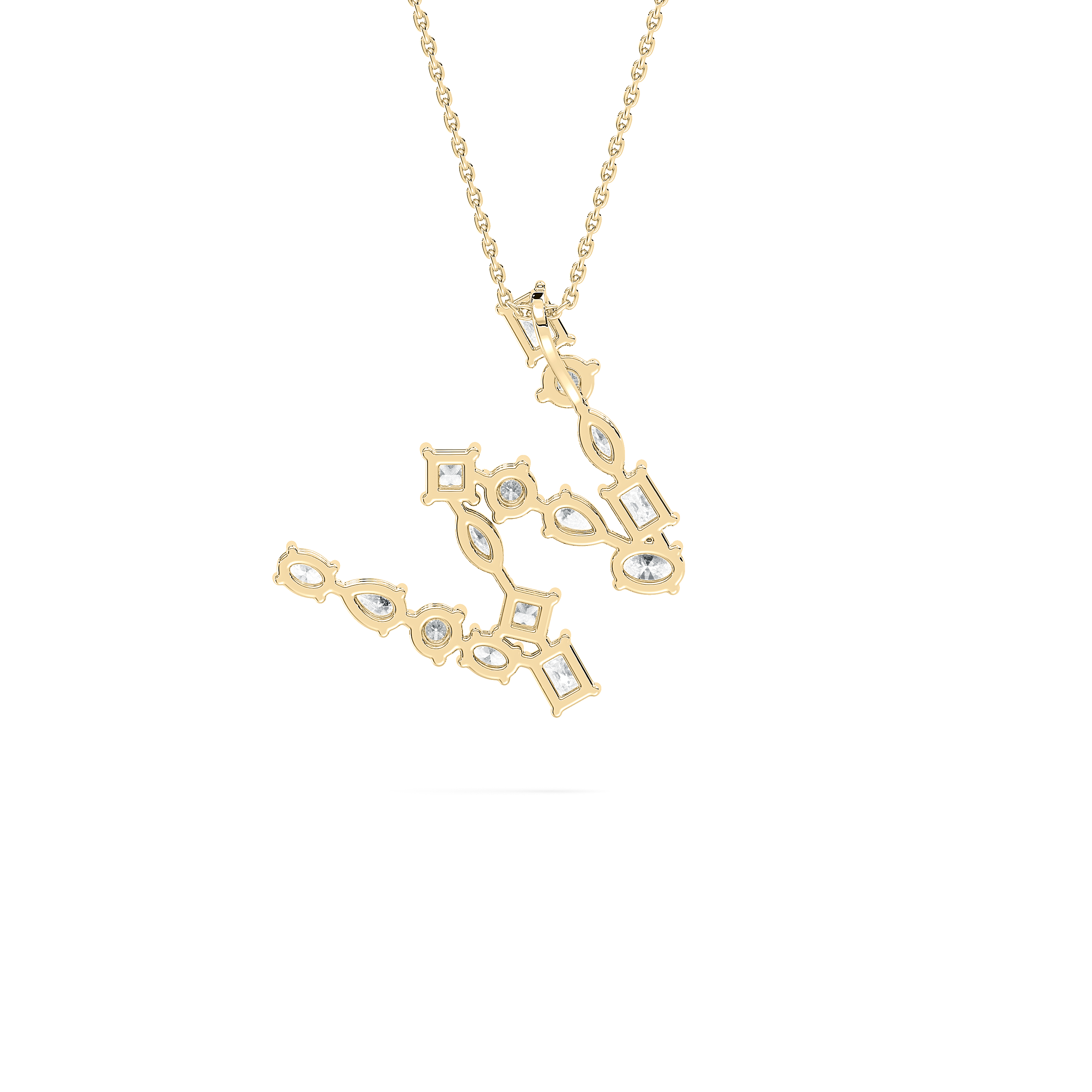 W Initial Alpthabet Awestruck Multi Shape Diamond Pendant