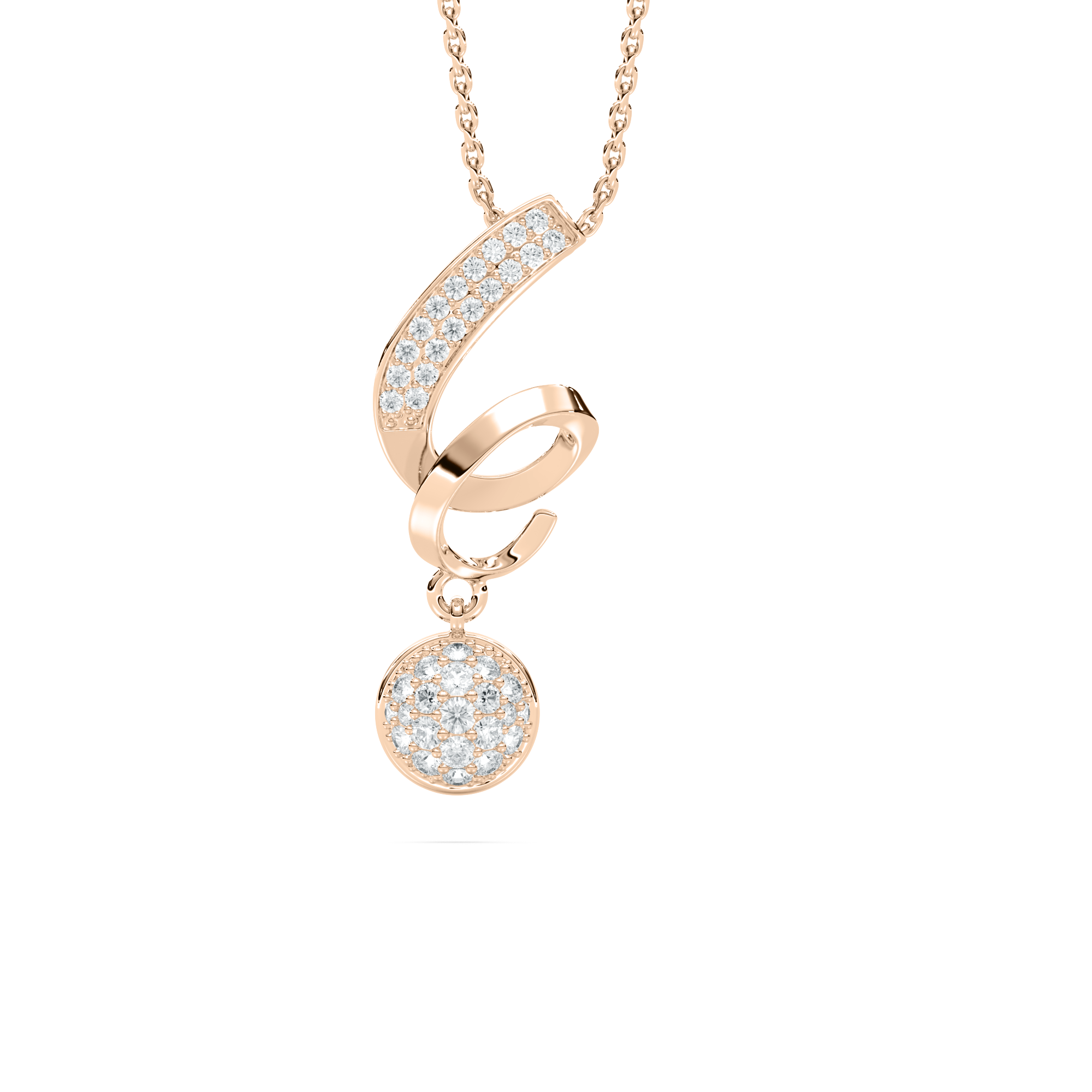 Round Diamond Spiral Drop Fashion Pendant