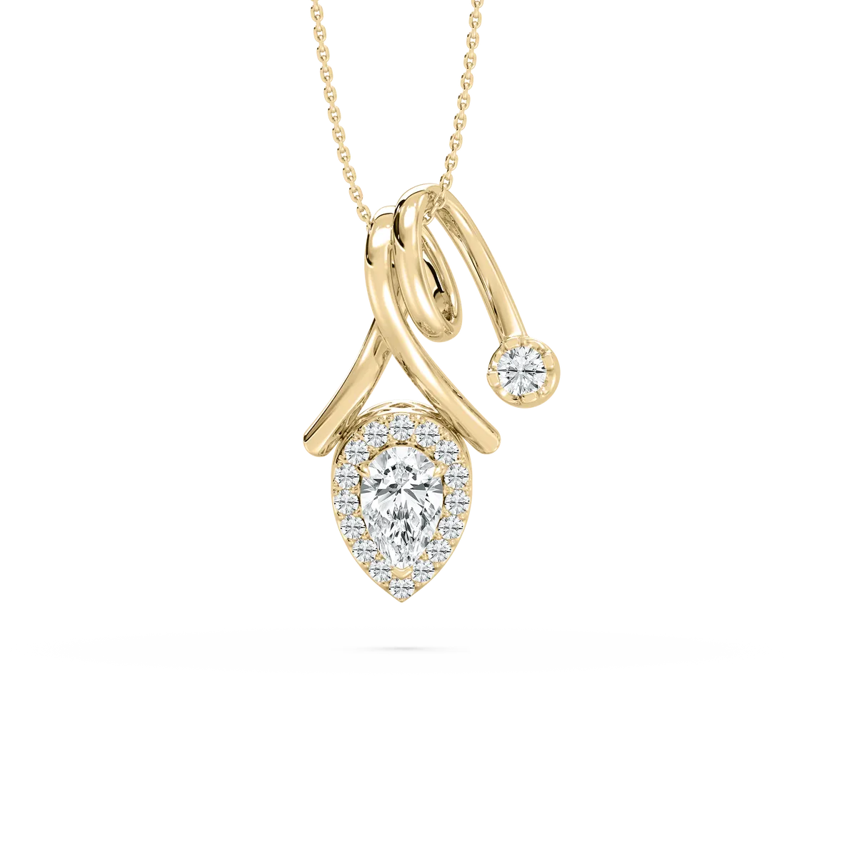 Pear And Round Diamond Duality Fashion Pendant