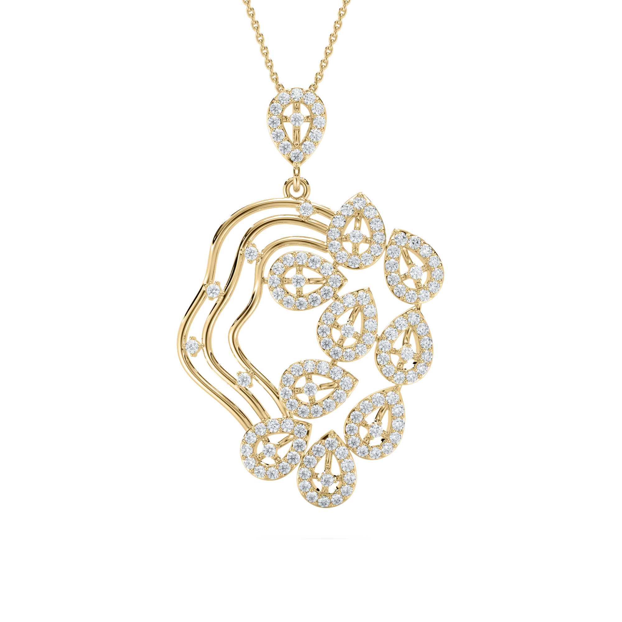 Pear Shape Round Diamond Cluster Pendant