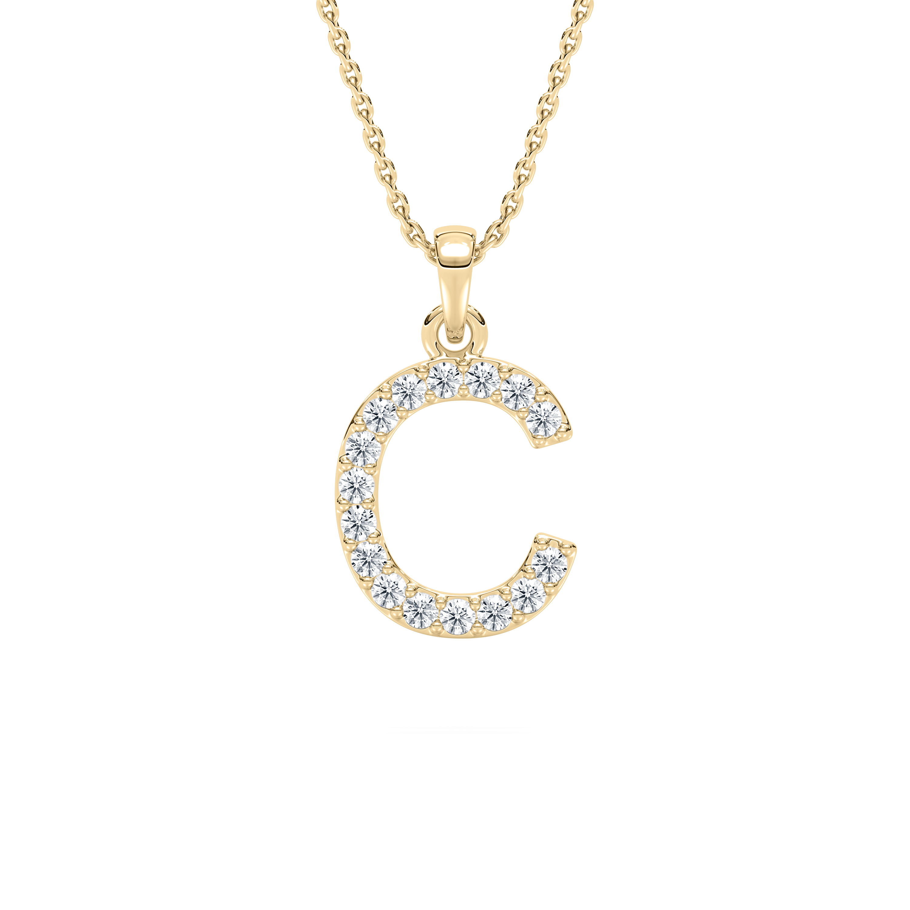 C Initial Alphabet Diamond Pendant