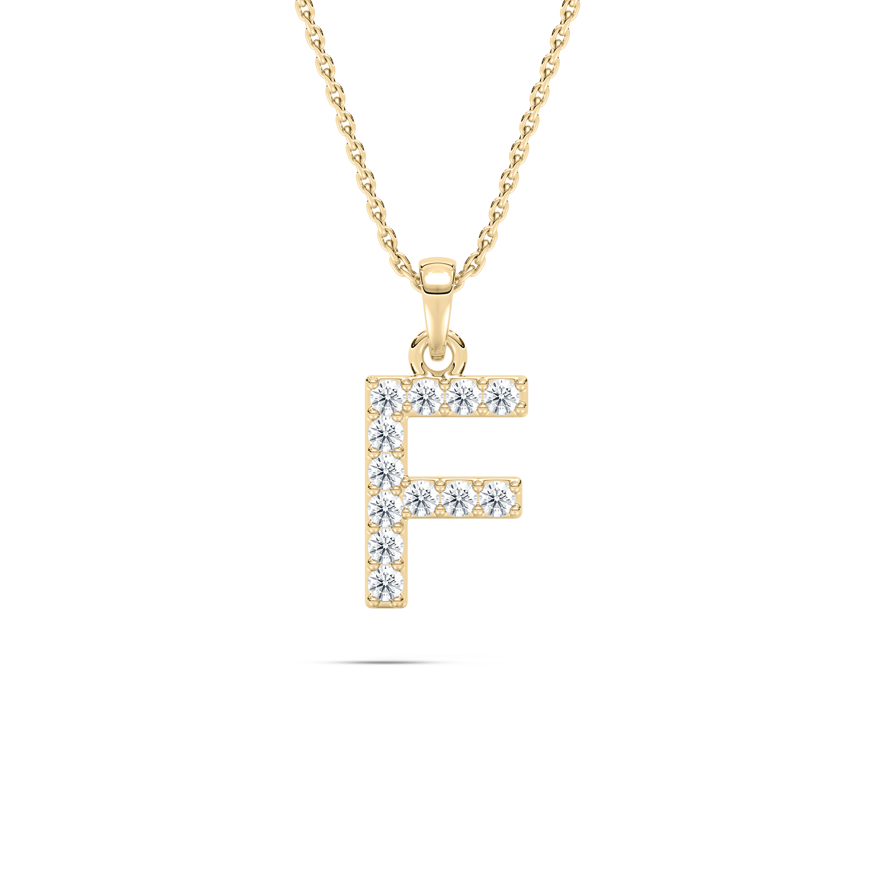 F Initial Alphabet Diamond Pendant