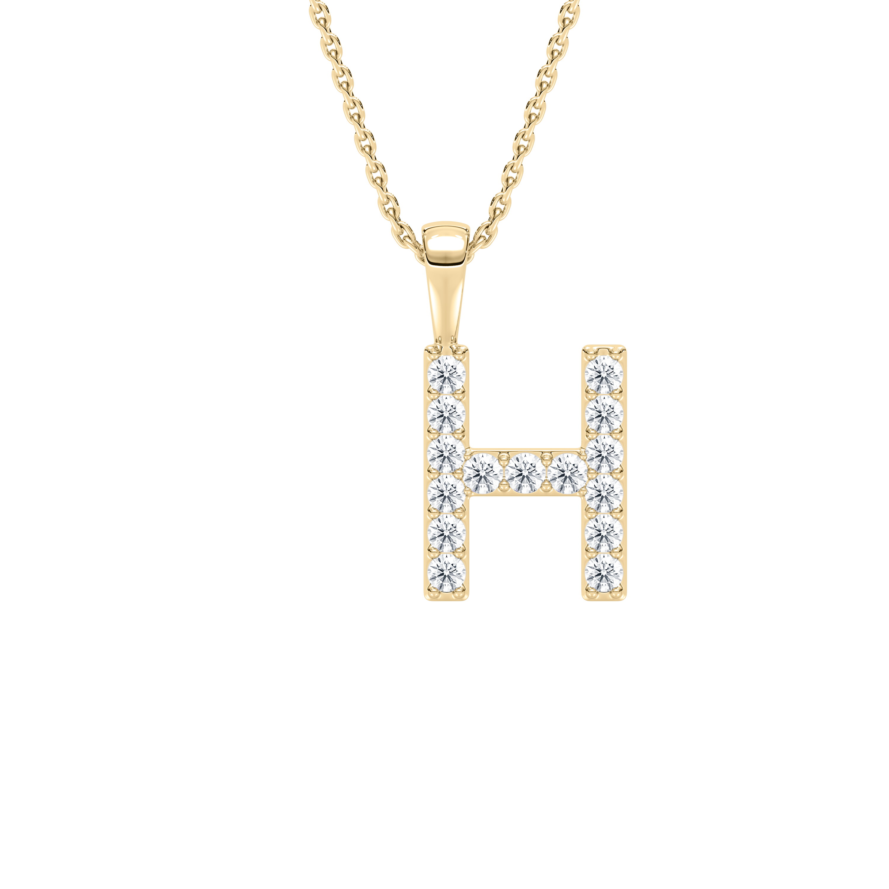H Initial Alphabet Diamond Pendant