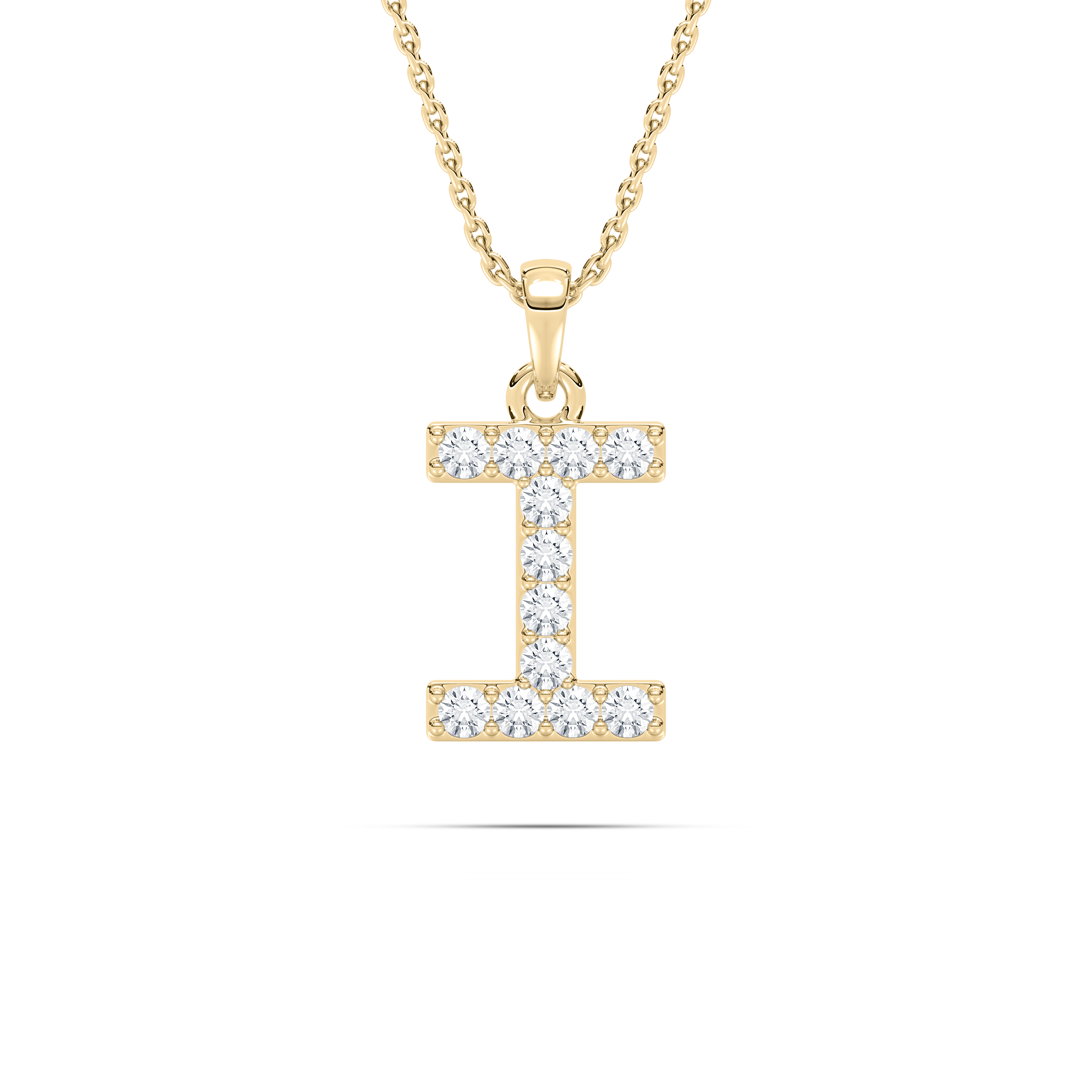 I Initial Alphabet Diamond Pendant