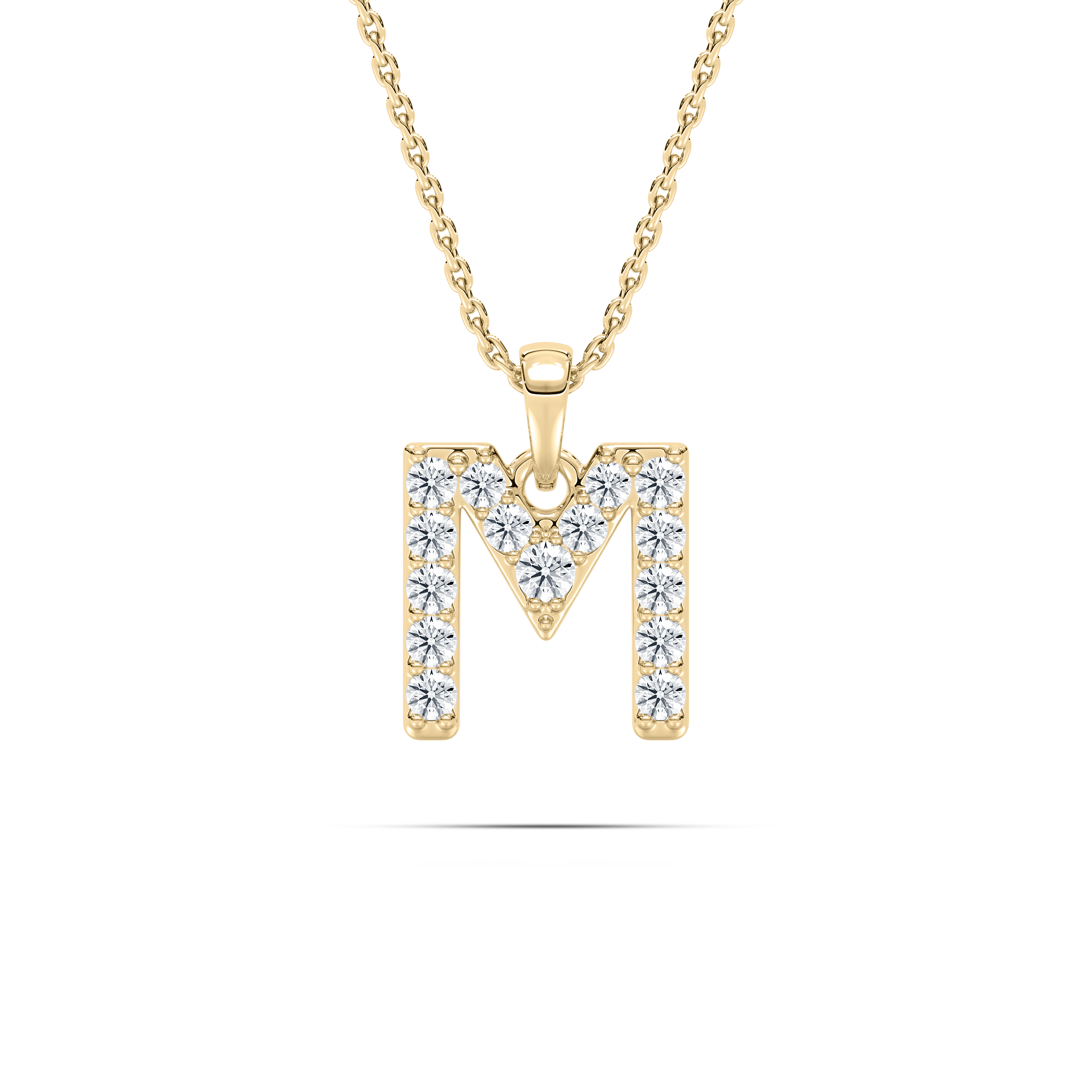 M Initial Alphabet Diamond Pendant
