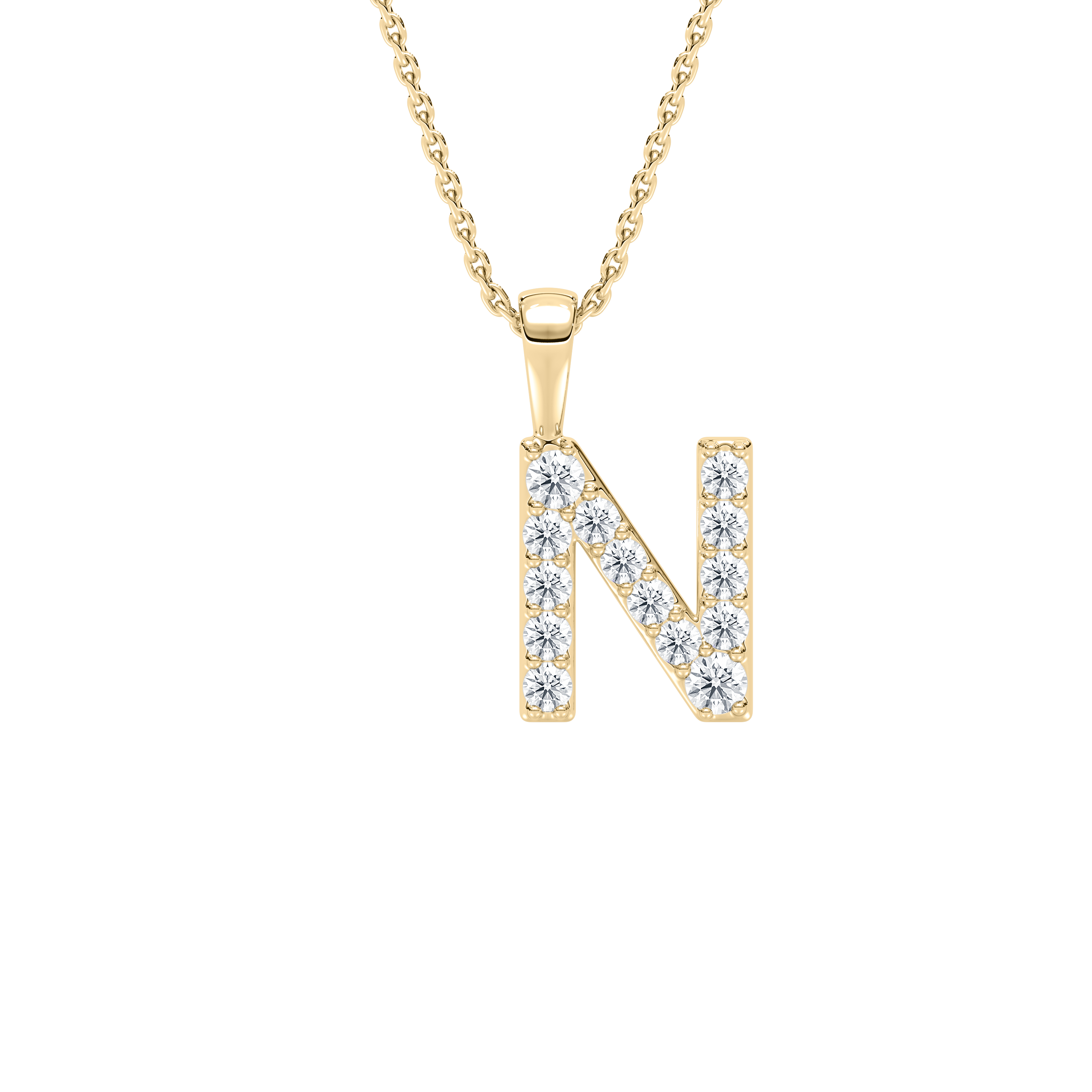 N Initial Alphabet Diamond Pendant