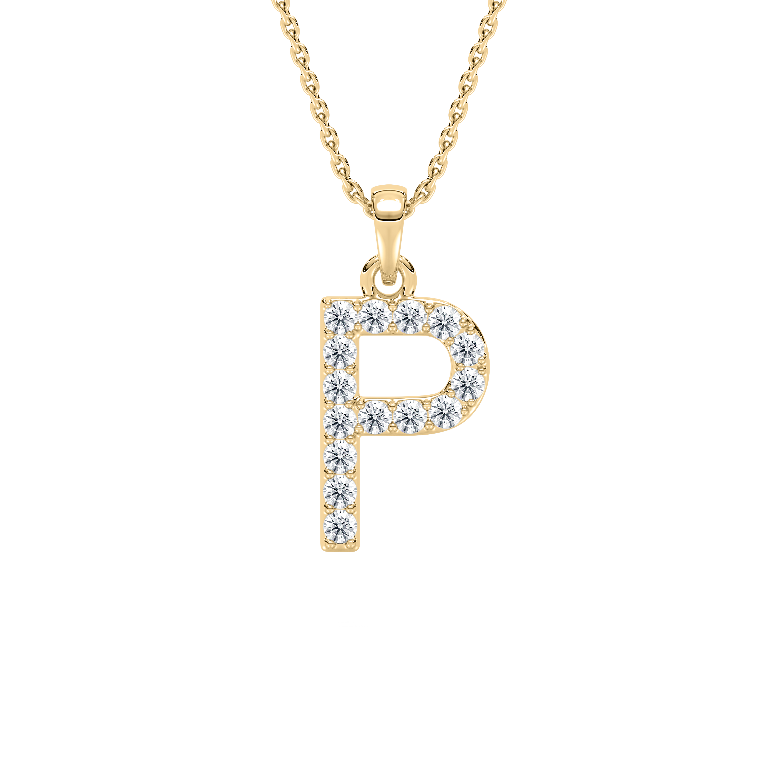 P Initial Alphabet Diamond Pendant