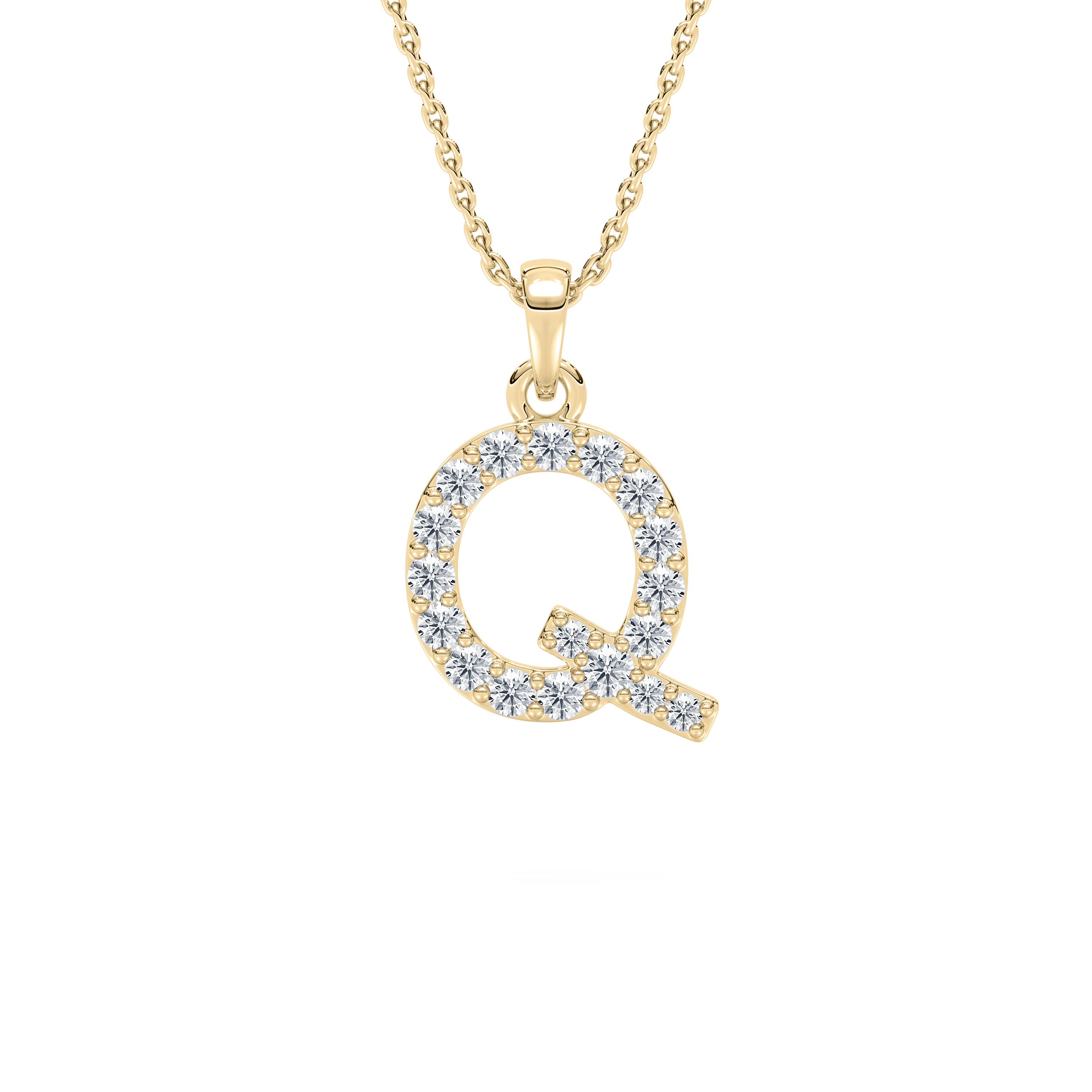 Q Initial Alphabet Diamond Pendant