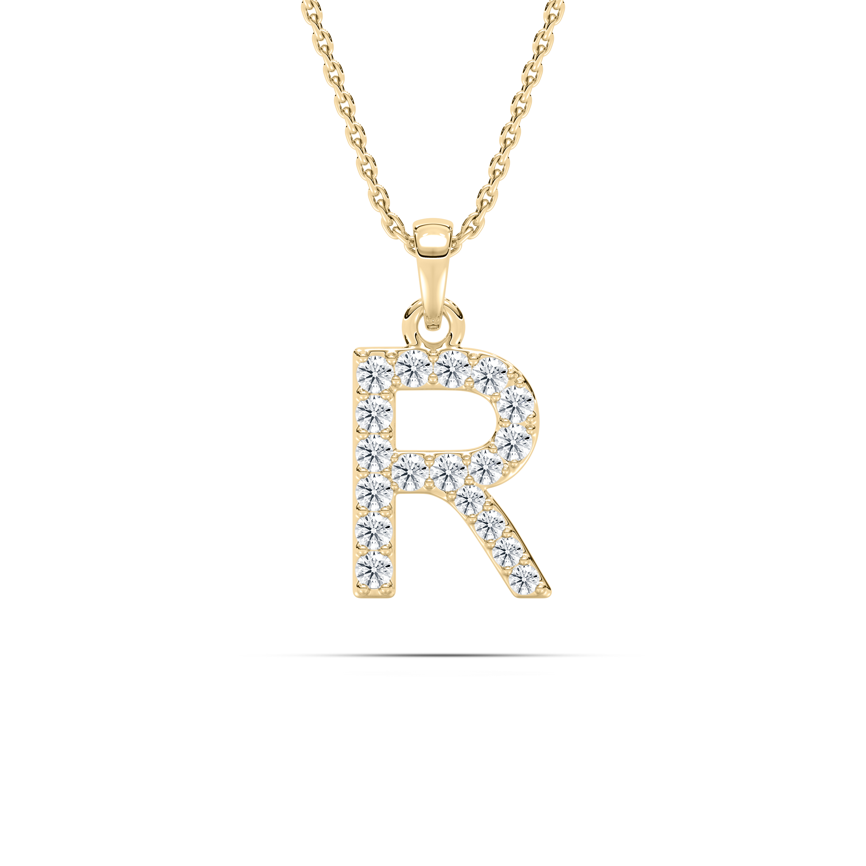 R Initial Alphabet Diamond Pendant