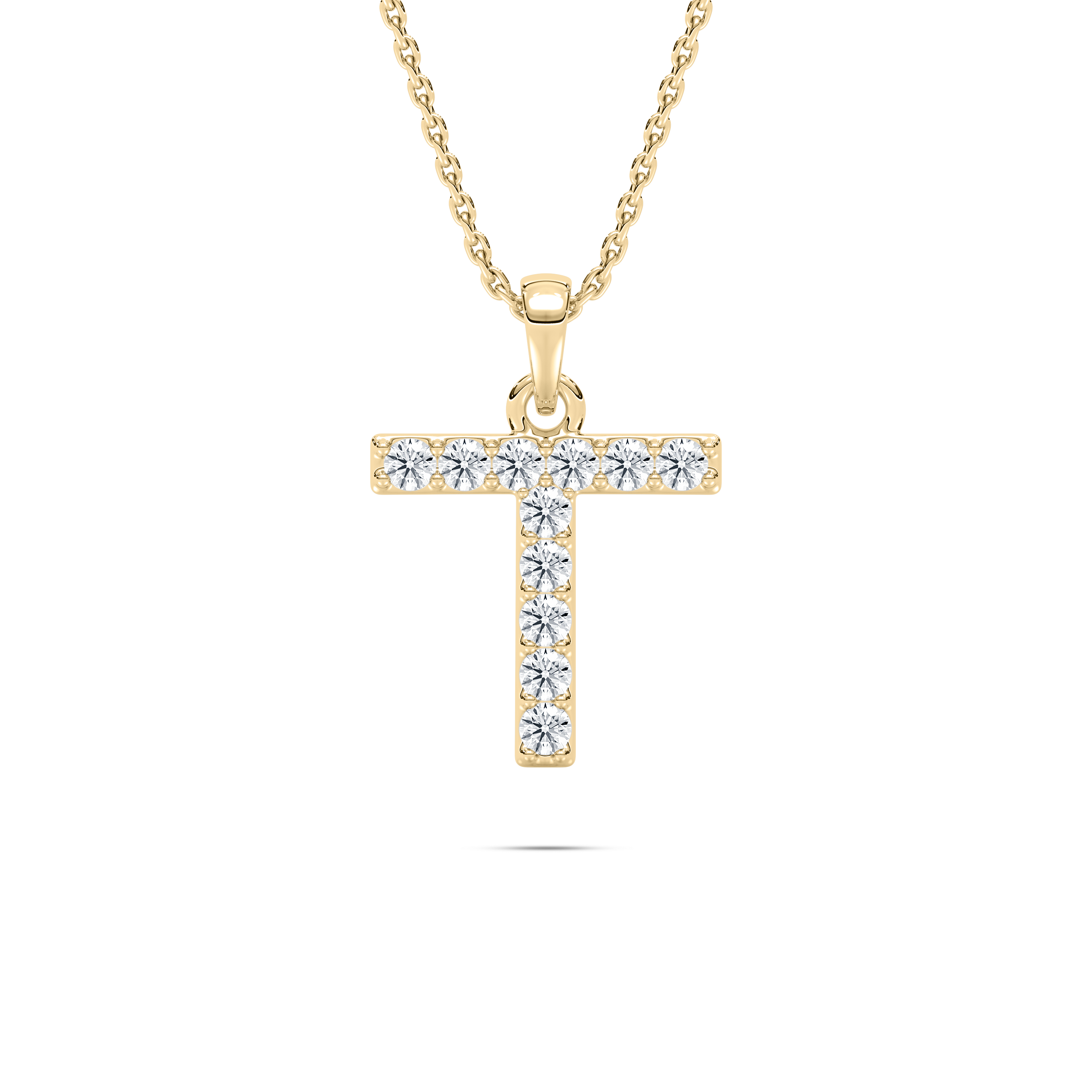 T Initial Alphabet Diamond Pendant