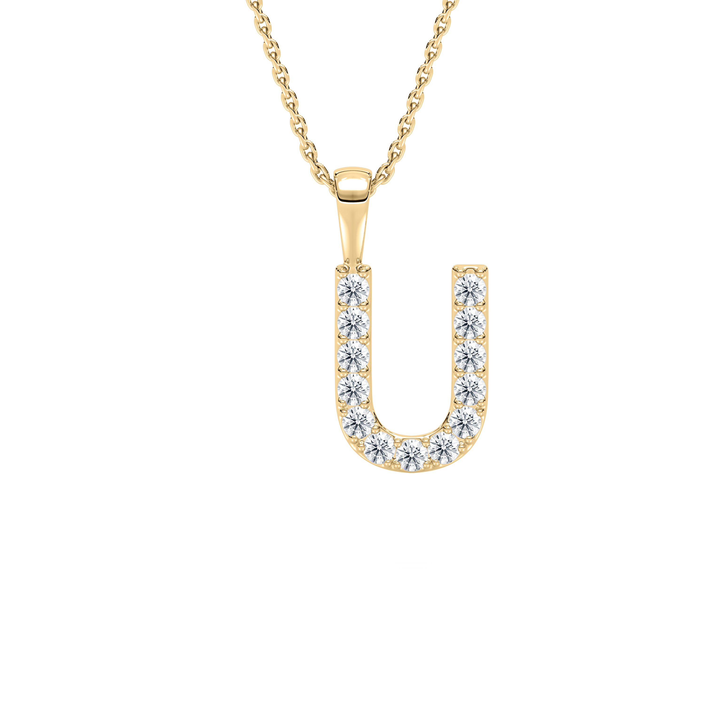 U Initial Alphabet Diamond Pendant
