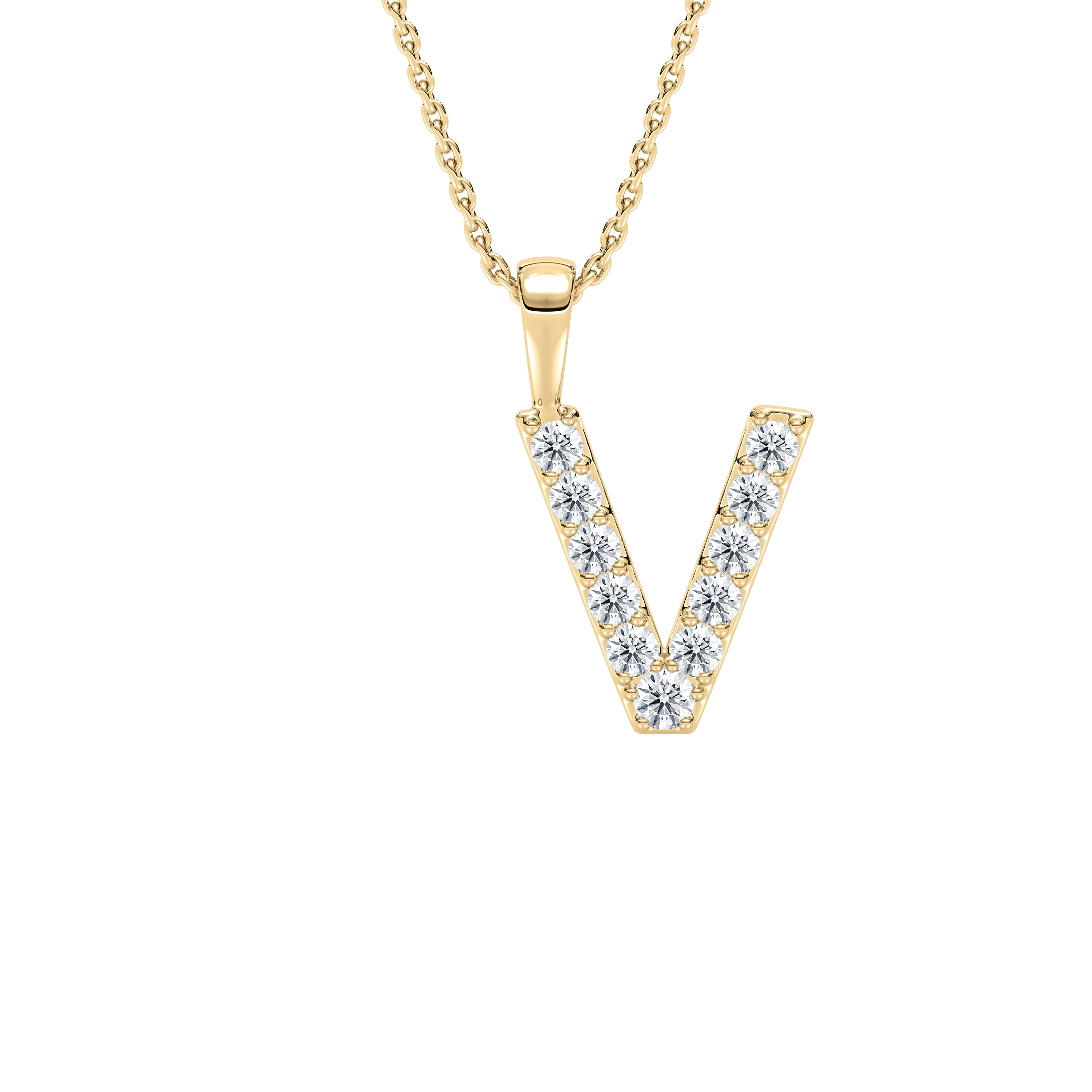 V Initial Alphabet Diamond Pendant