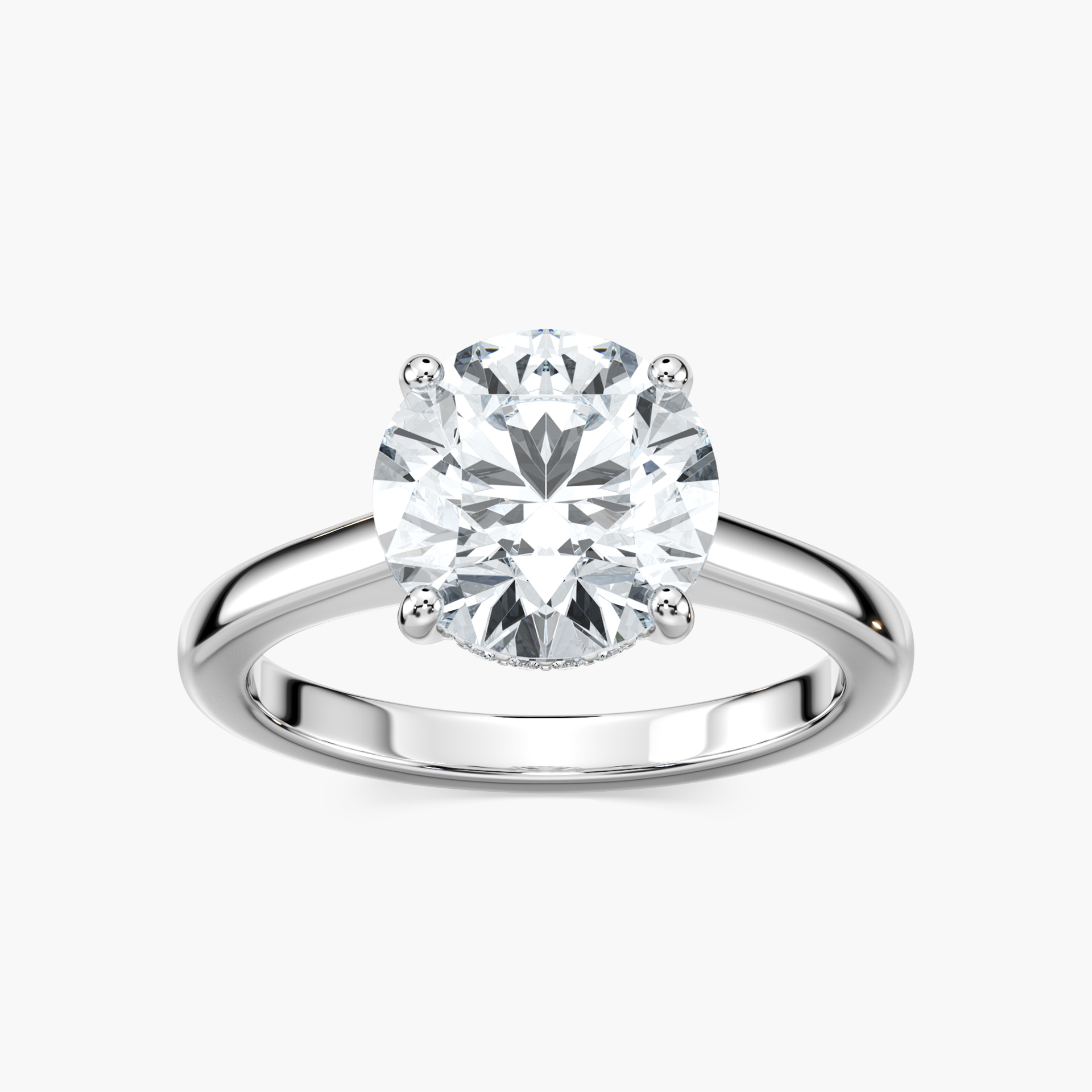 3 Carat Round Diamond Stefania Hidden Halo Solitaire Ring