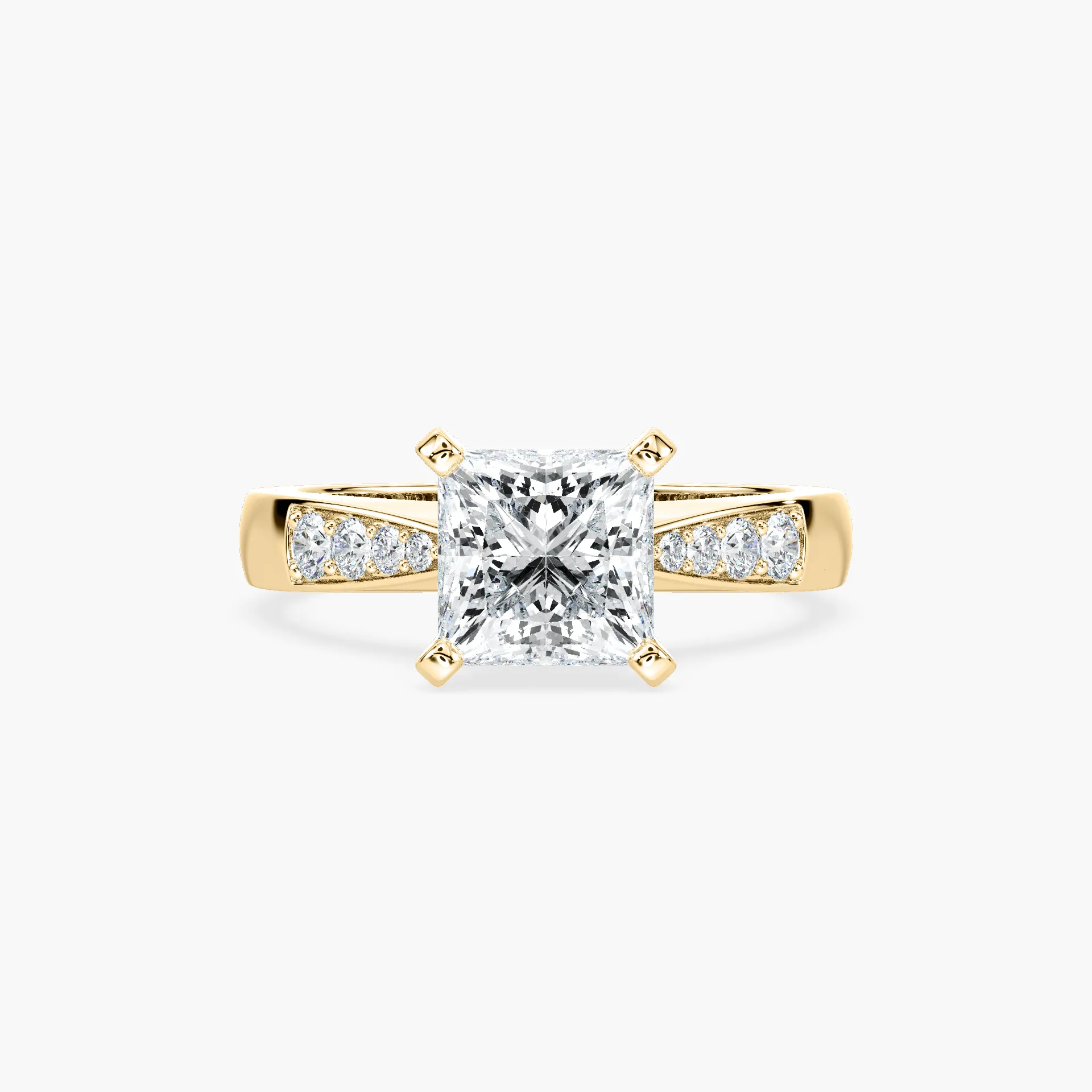 2 Carat Princess Square Side Stone Helen Ring