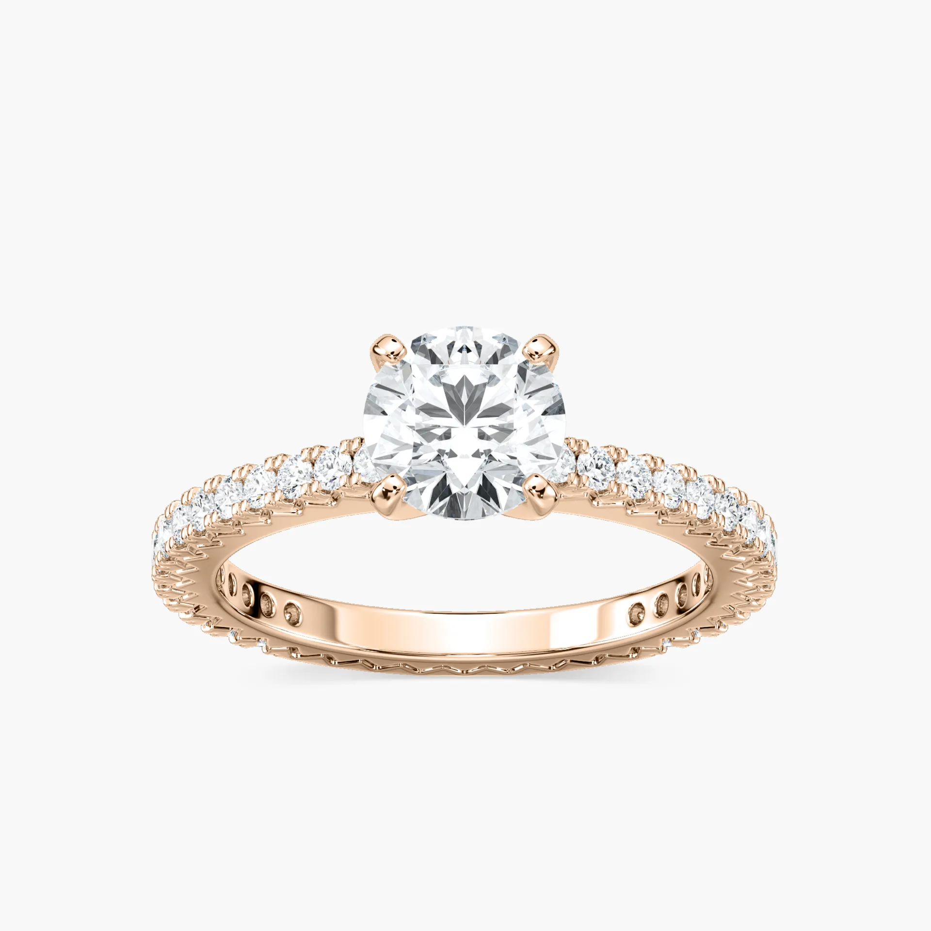 1 Carat Round Side Stone Marilyn Ring