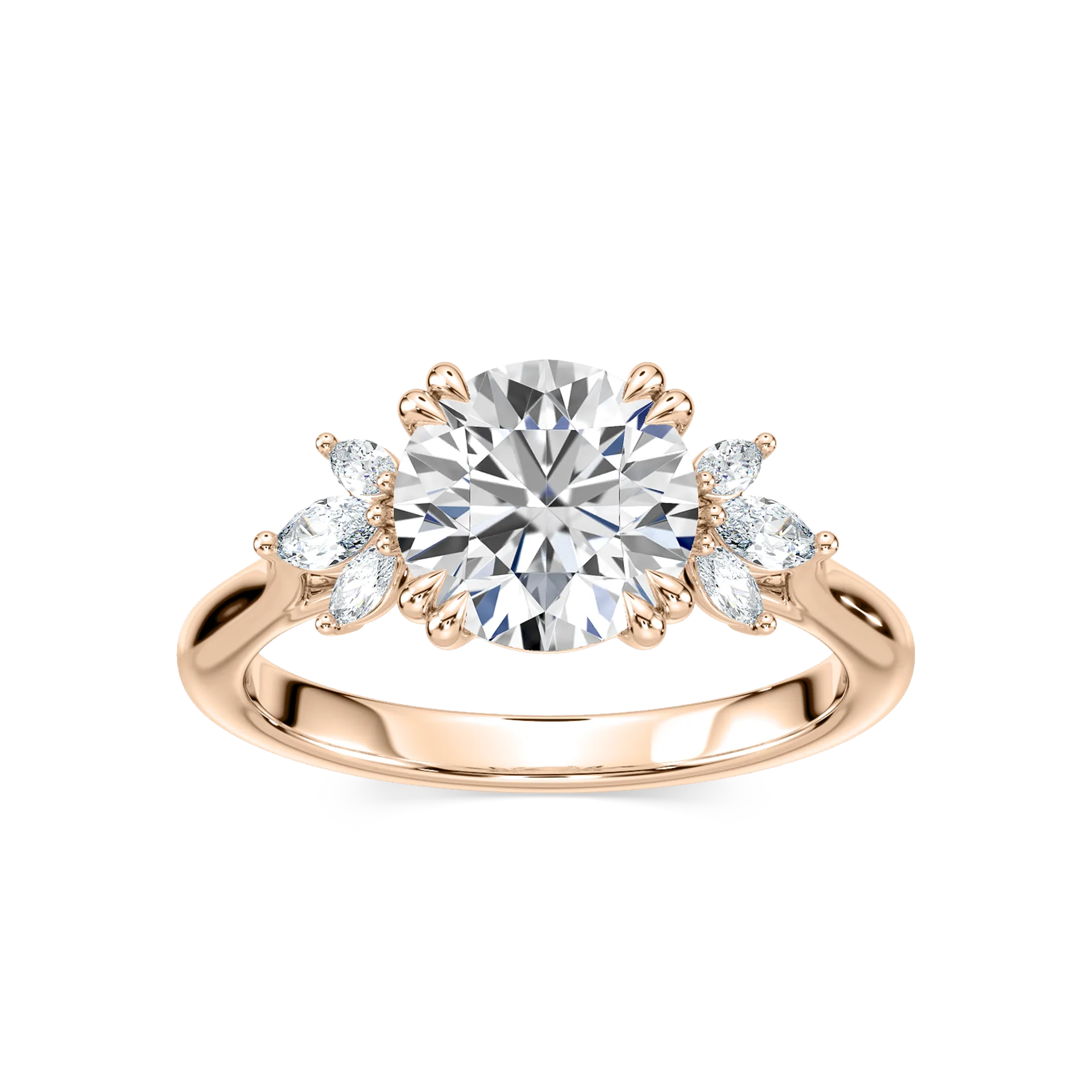 2 Carat Round Side Stone Nirvana Ring