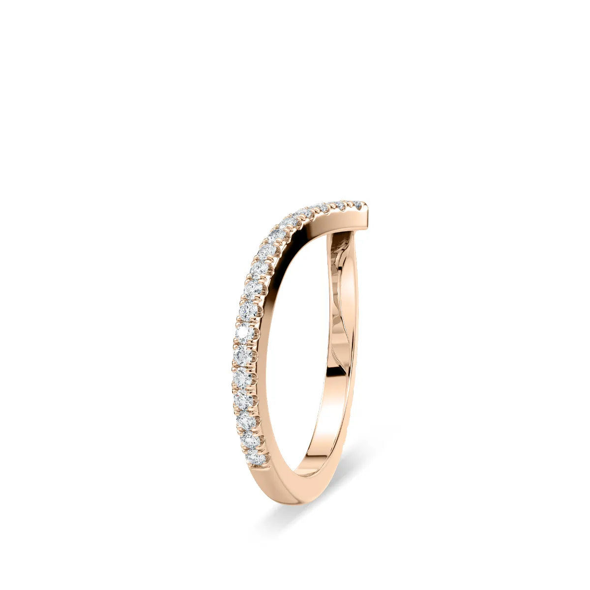 Round Diamond Horizon Accented Wedding Band