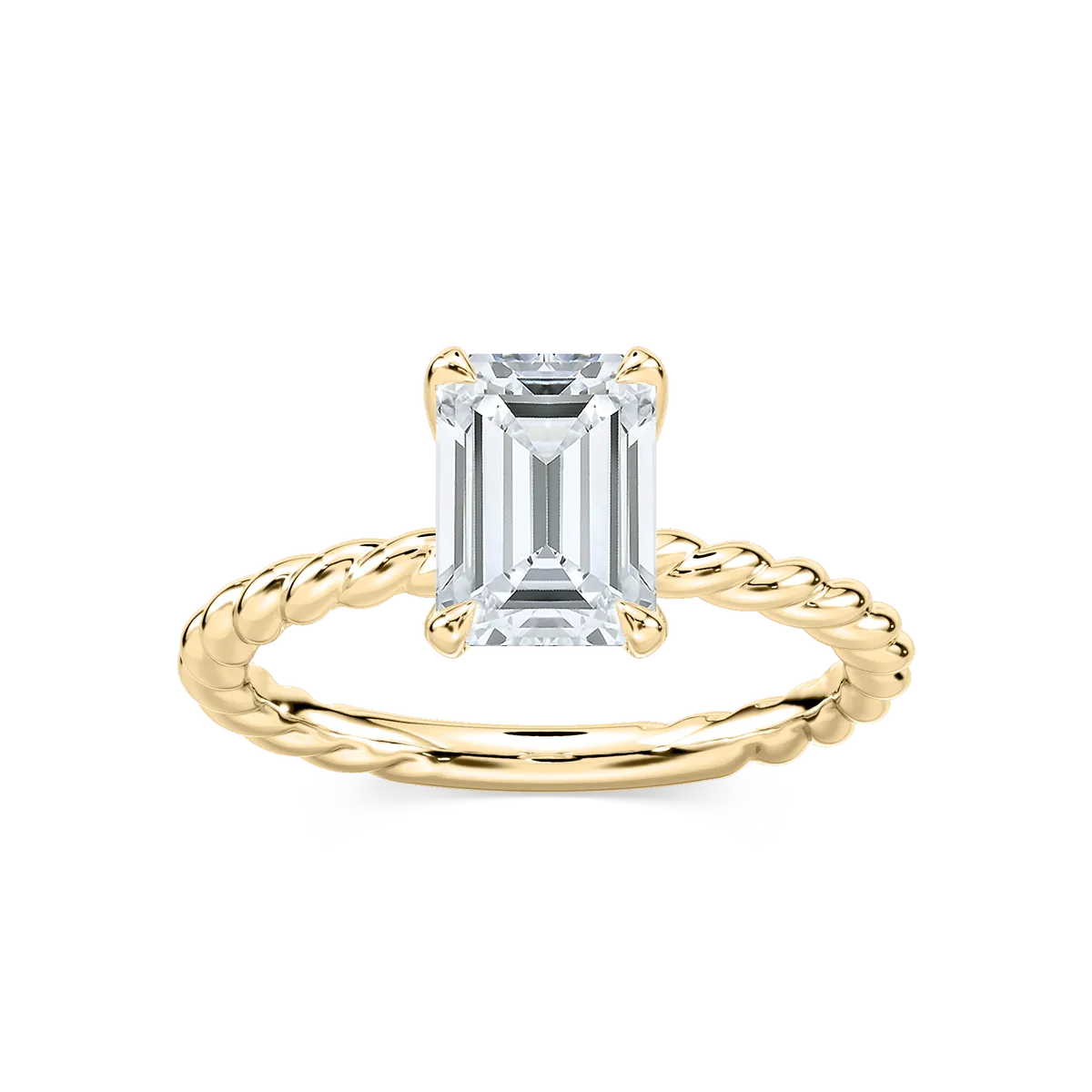2 Carat Emerald Diamond Claw Prong Solitaire Ring