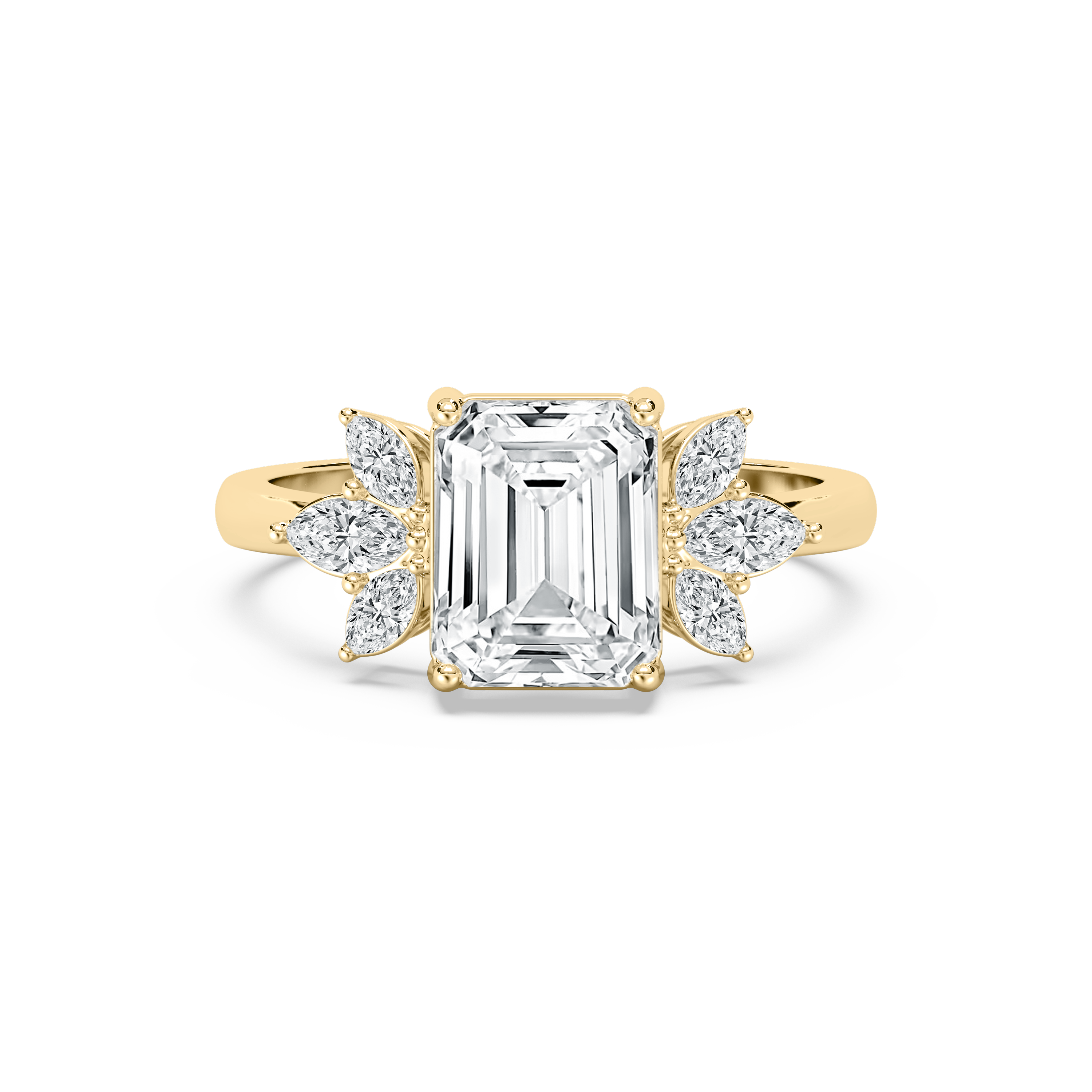 2.50 Carat Emerald Diamond Textre Fashion Side Stone Ring