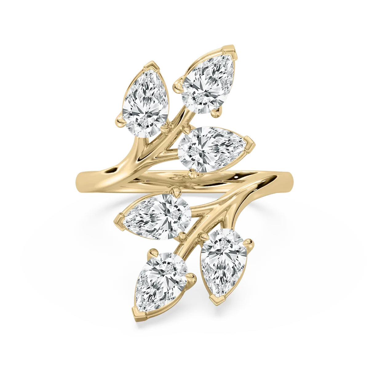 3 Carat Pear Diamond Leafy Engagement Ring