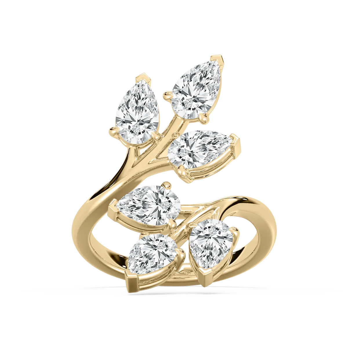 3 Carat Pear Diamond Leafy Engagement Ring