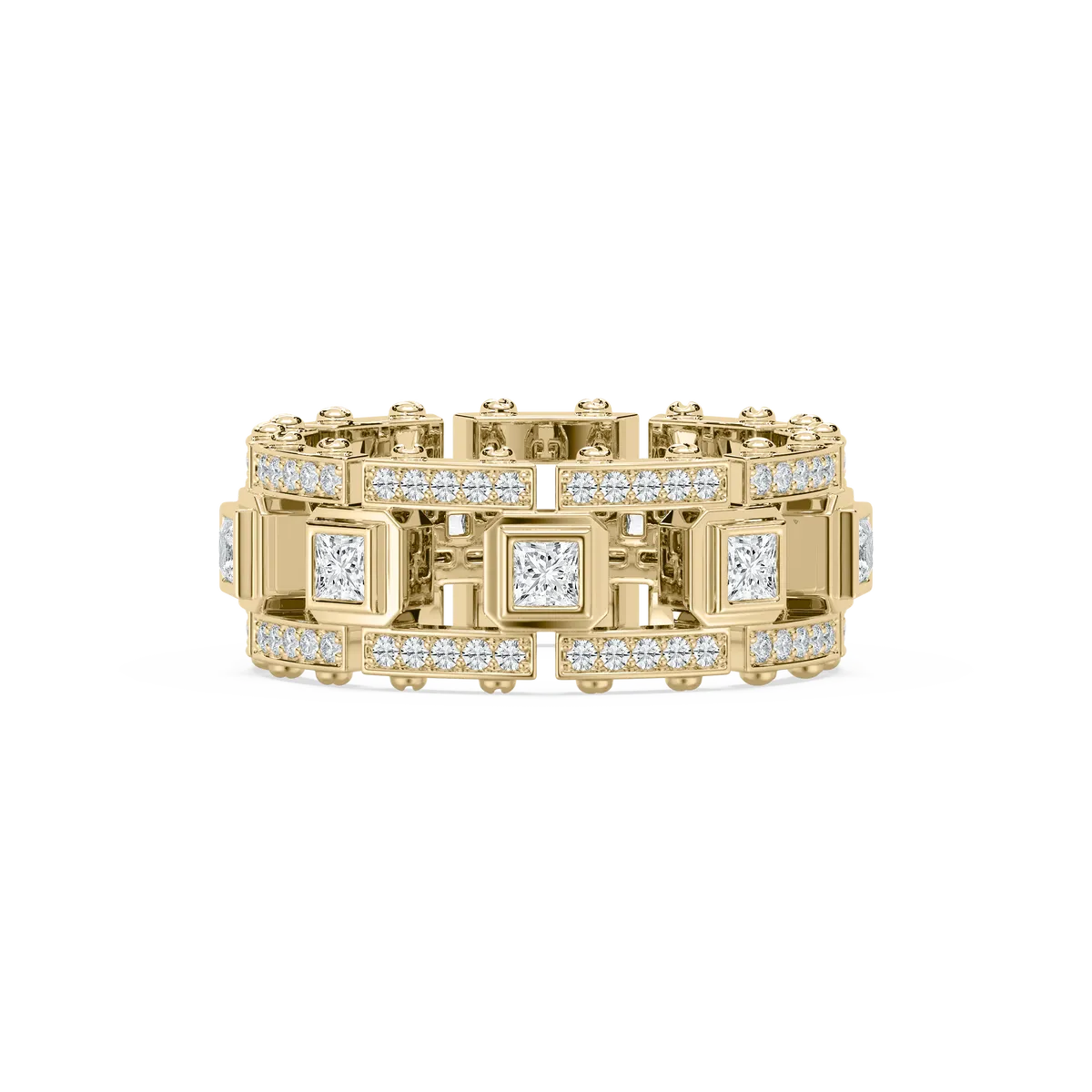 Princess And Round Diamond Anika Wedding Band