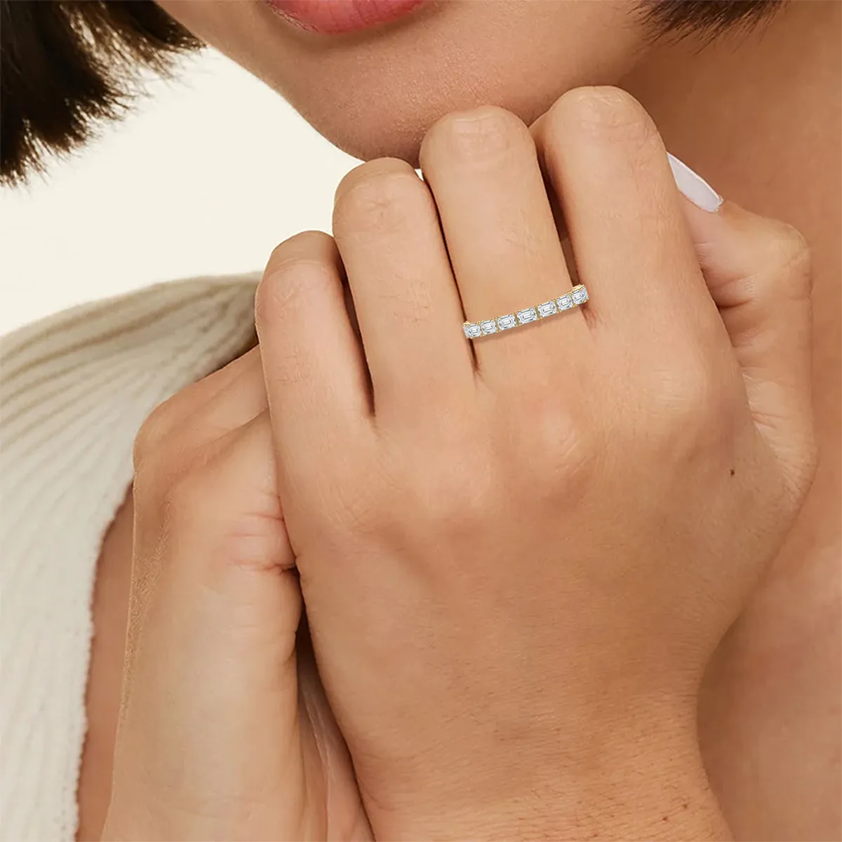 Emerald Cut Lab-Grown Diamond Eternity Ring for Women