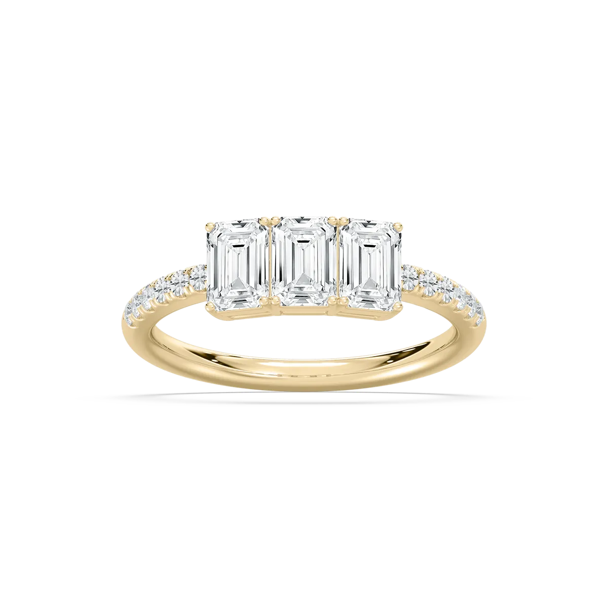 1.50 Carat Emerald And Round Diamond Angel Engagement Ring