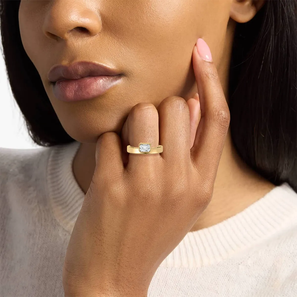 Emerald Cut Lab-Grown Diamond Solitaire Ring