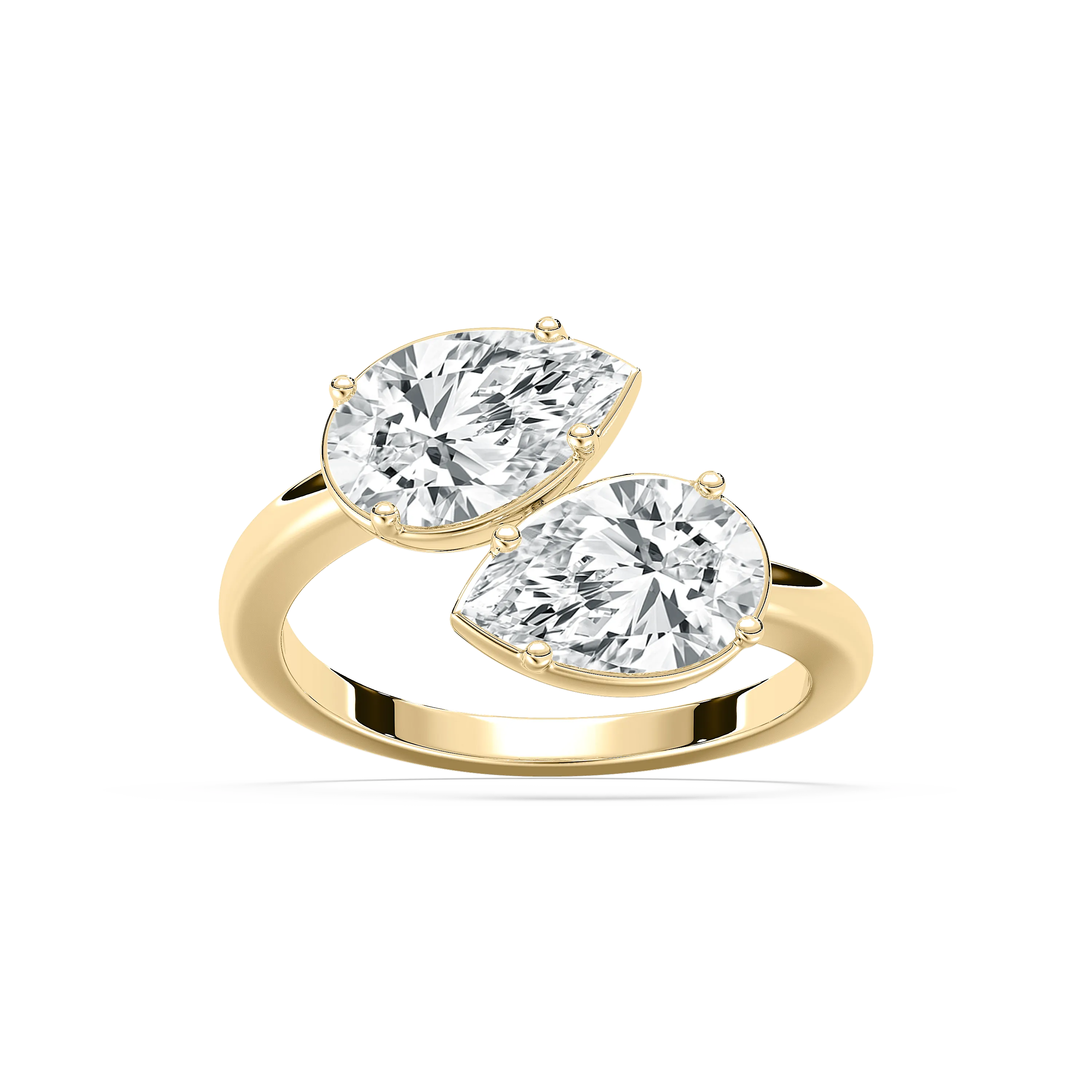3 Carat Pear Shape Diamond Two Stone Open Gap Engagement Ring