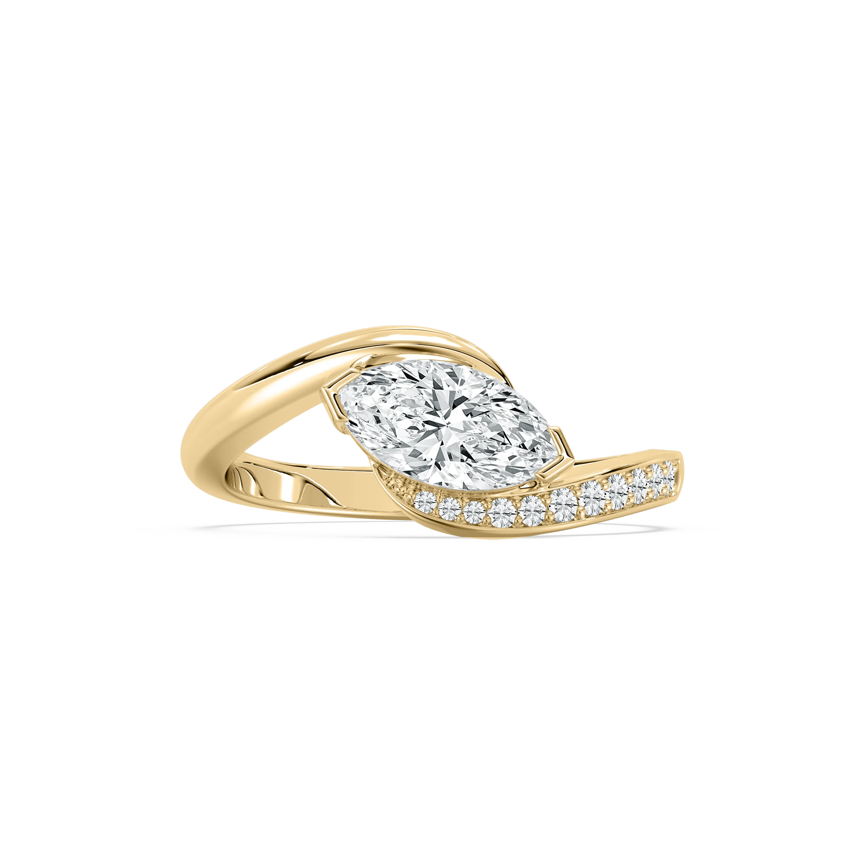1 Carat Marquise And Round Diamond Keeya Engagement Ring