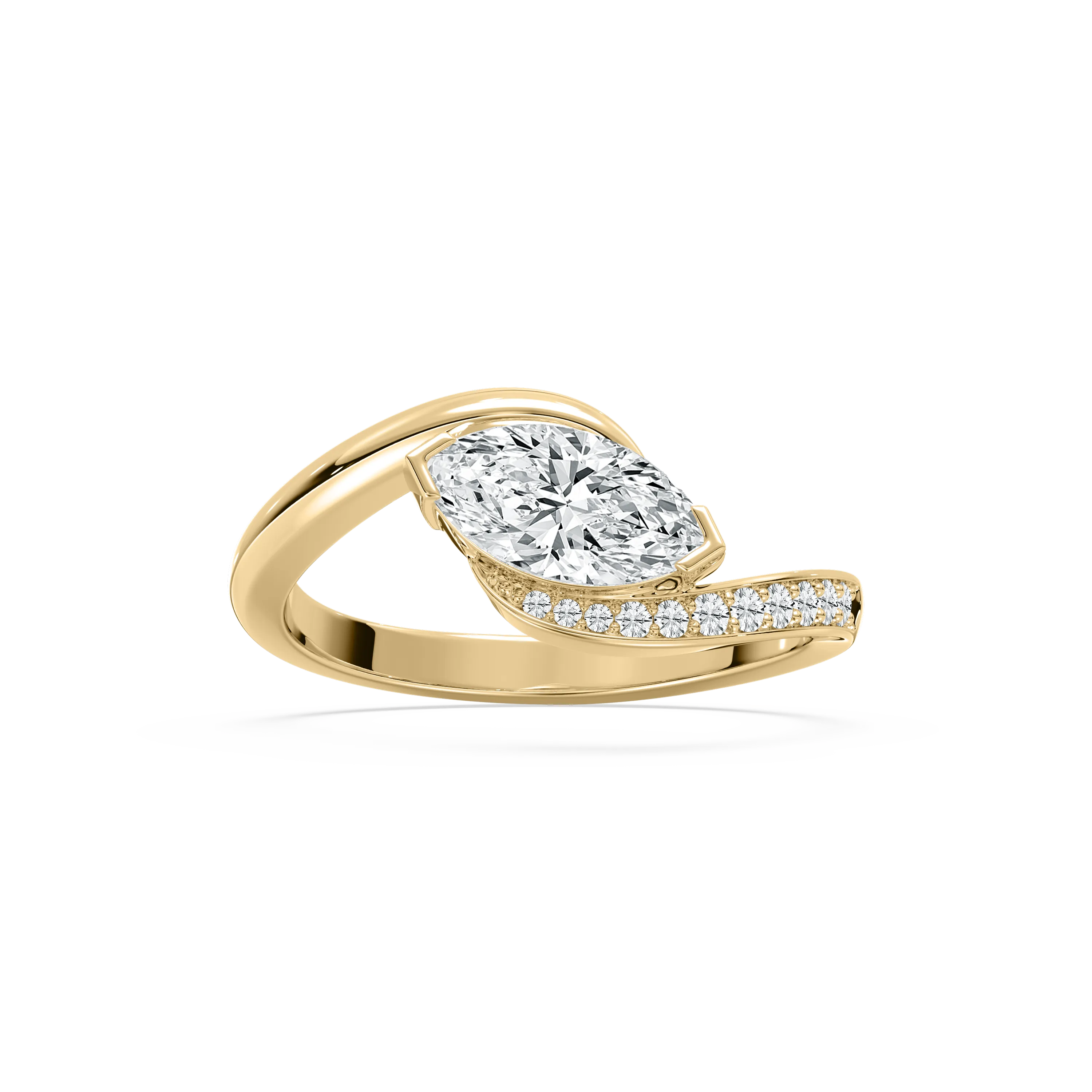 1 Carat Marquise And Round Diamond Keeya Engagement Ring
